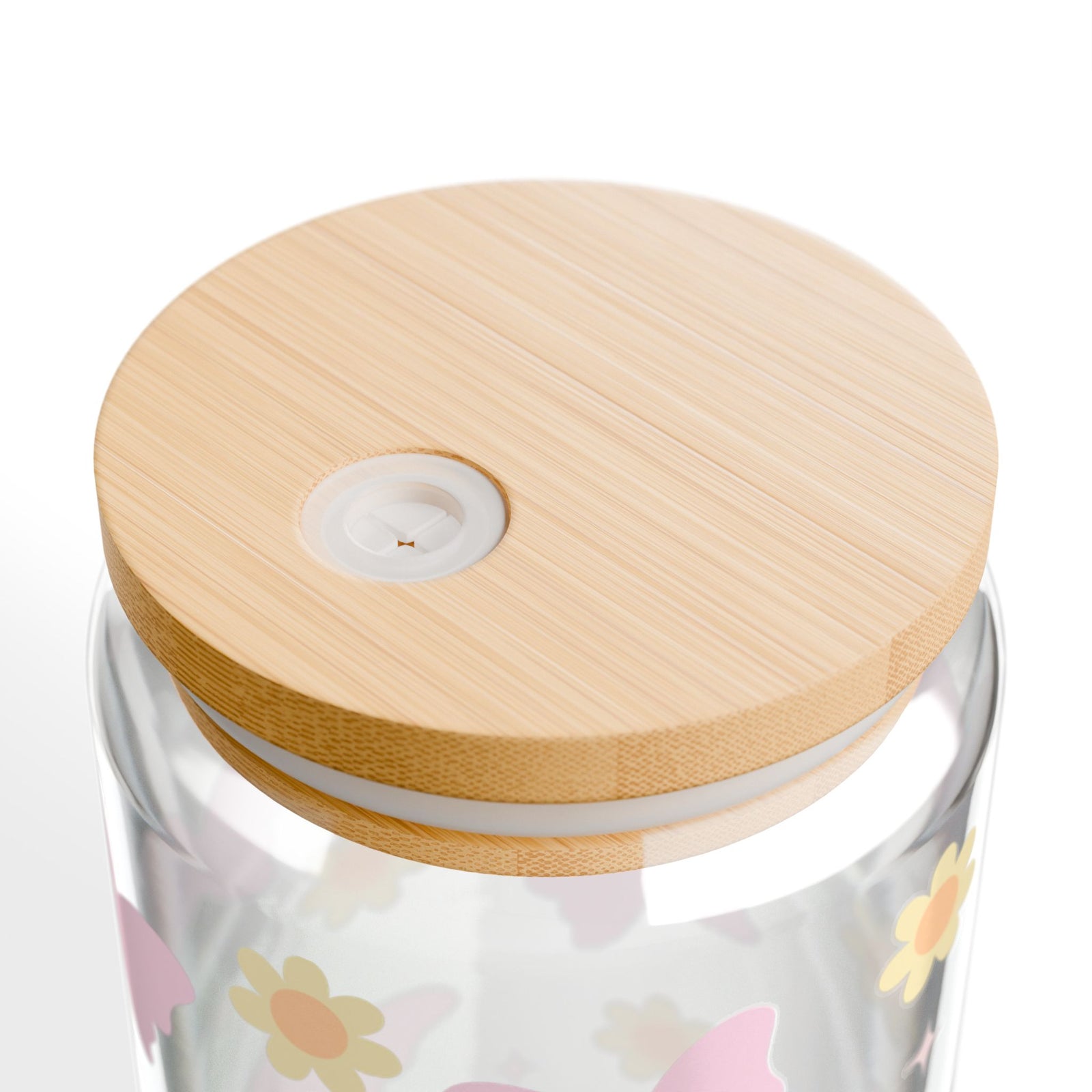 Boho Butterfly & Floral Sipper Glass 16oz — Reusable Drink Jar with Lid & Straw