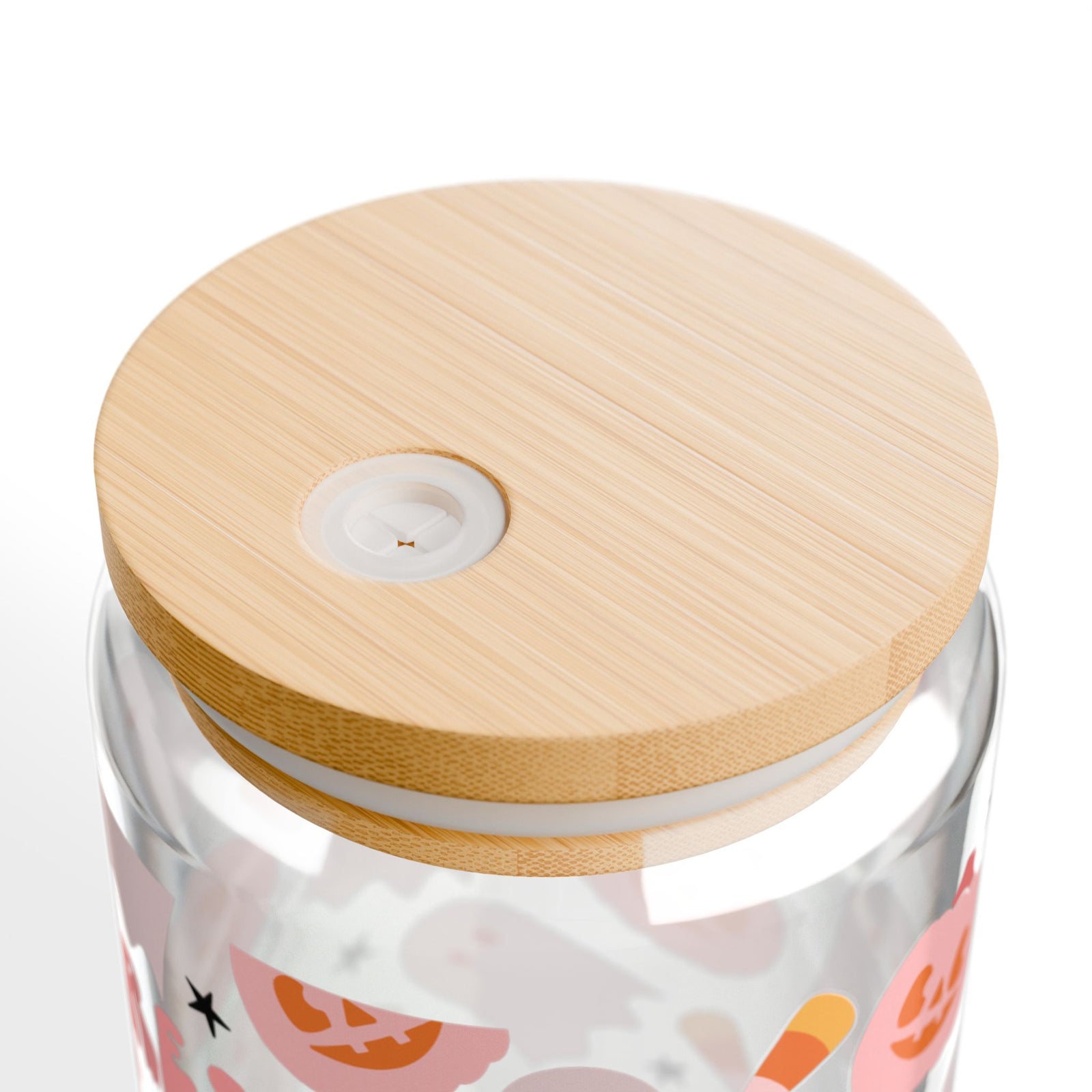 Freshly Boo'd Coffee"Cute Ghost & Candy Corn Sipper Glass 16oz Reusable Drink Jar with Lid & Straw