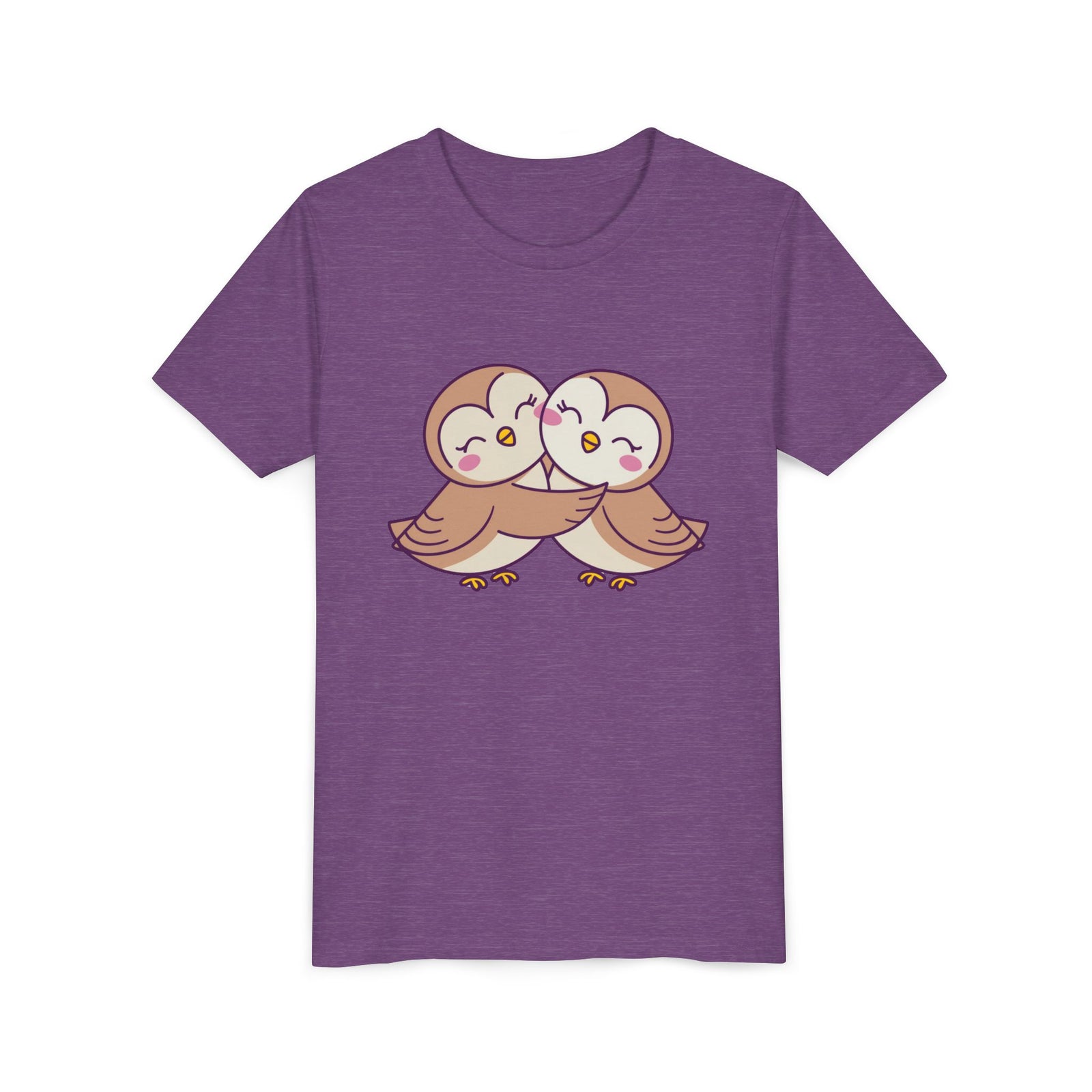 Owl Hug Kids T-Shirt Adorable Cartoon Owl Youth Tee