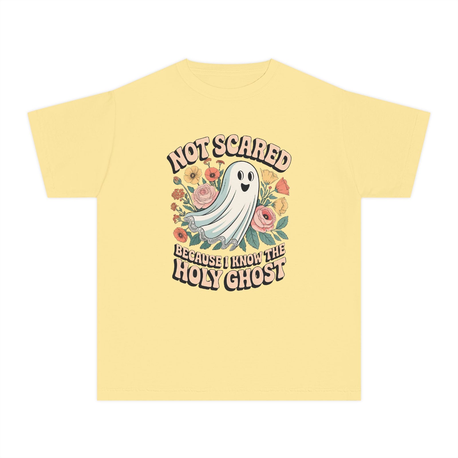 Not Scared Holy Ghost T-Shirt Christian Halloween Kids Graphic Tee