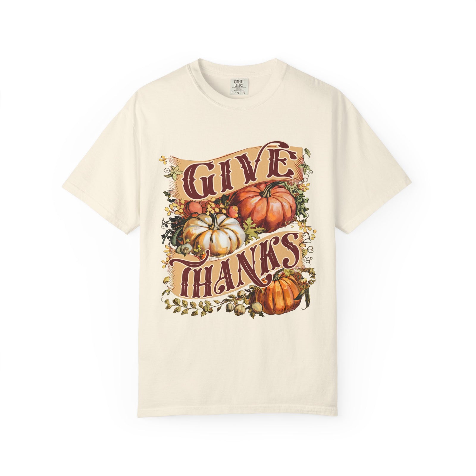 Give Thanks Pumpkin T-Shirt Vintage Thanksgiving Harvest Graphic Tee