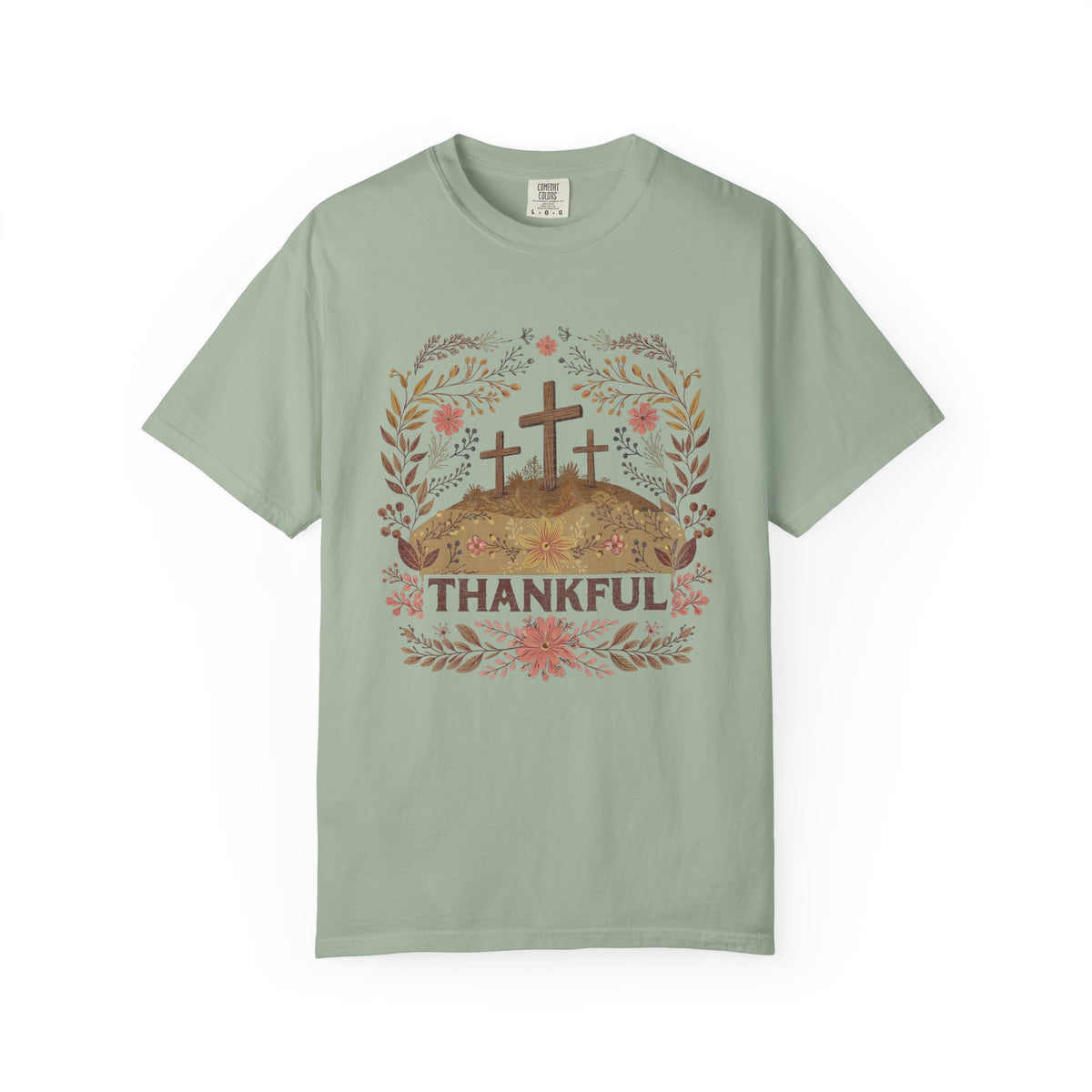 Thankful Cross T-shirt Christian Faith Tee for Thanksgiving & Worship