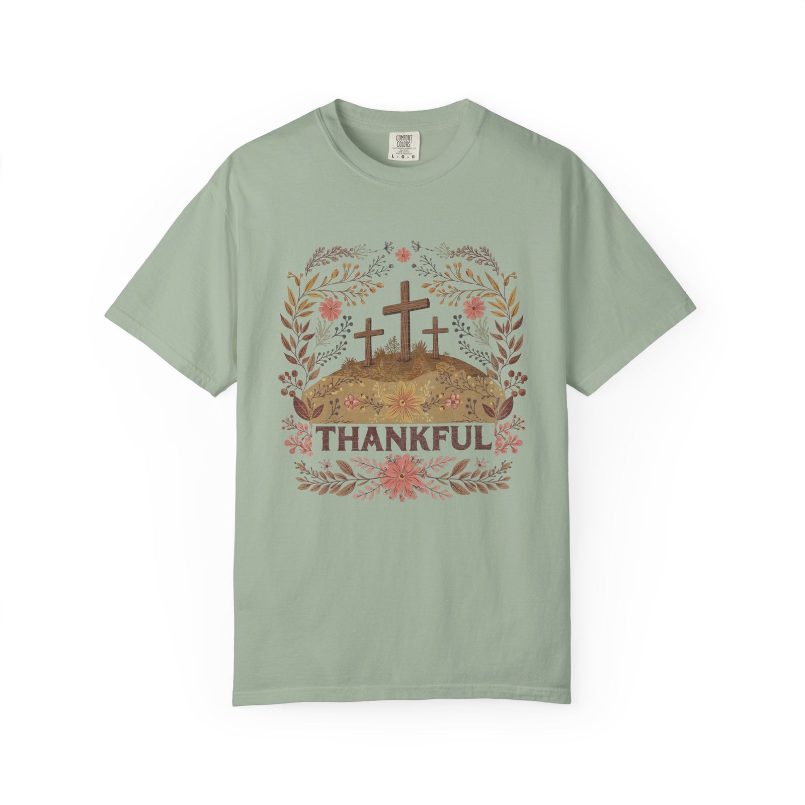 Thankful Cross T-shirt Christian Faith Tee for Thanksgiving & Worship