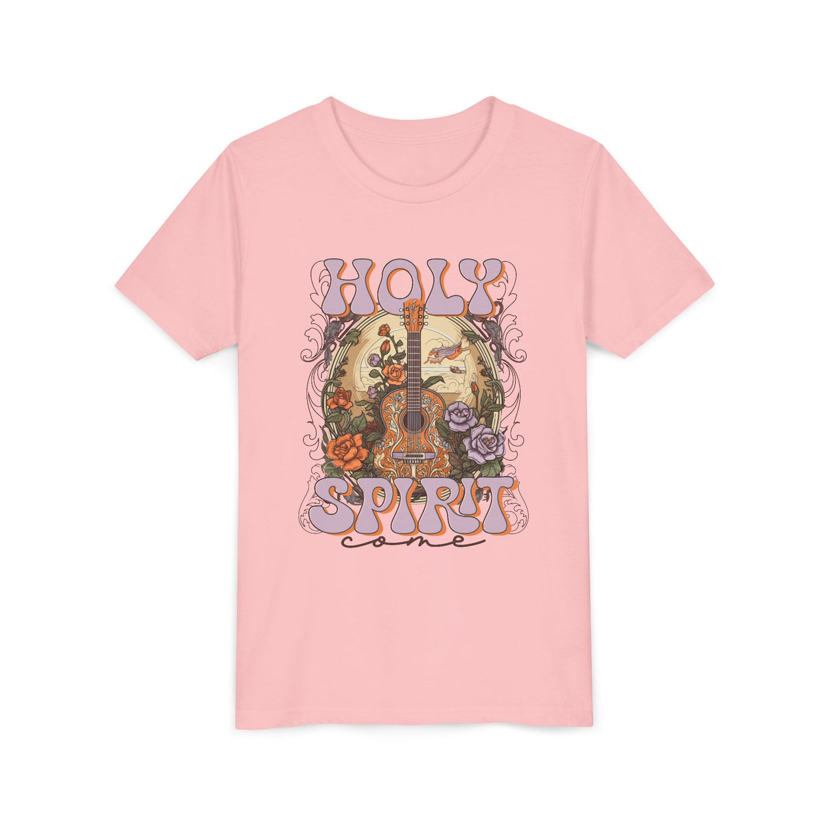 Holy Spirit Come Kids T-Shirt Christian Praise Guitar Graphic Tee