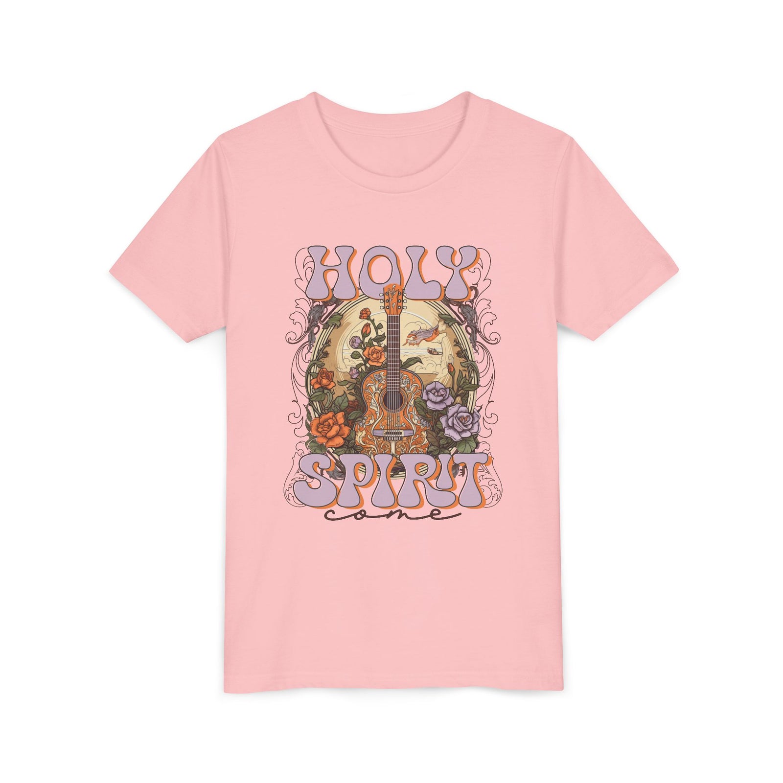 Holy Spirit Come Kids T-Shirt Christian Praise Guitar Graphic Tee