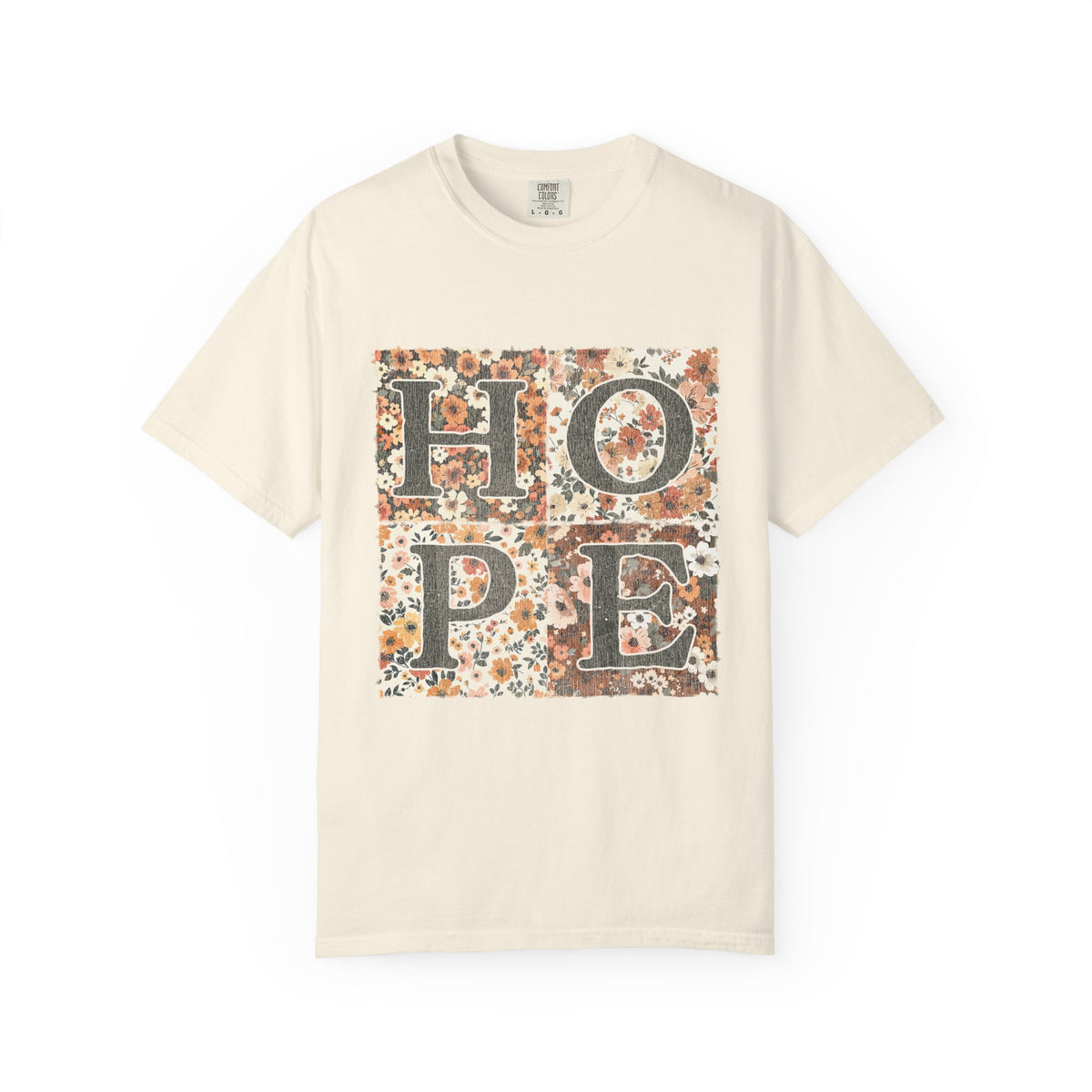 Hope Floral Patchwork Distressed T-Shirt Vintage Inspirational Tee