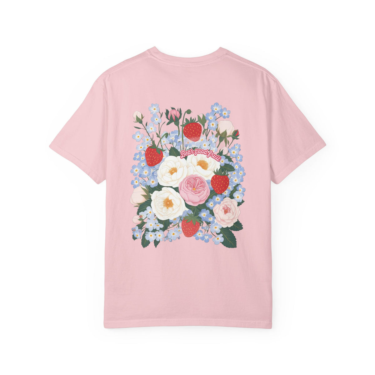 Bear Good Fruit John 15:5 Strawberry T-Shirt Christian Floral Bouquet Tee