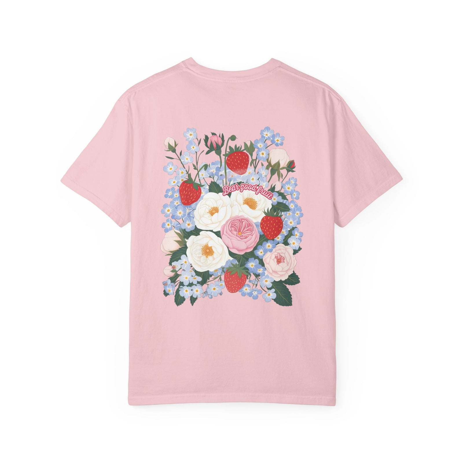 Bear Good Fruit John 15:5 Strawberry T-Shirt Christian Floral Bouquet Tee