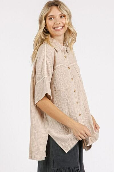 Mittoshop Mineral Wash Gauze Oversized Short Sleeve Shirt - Sydney So Sweet