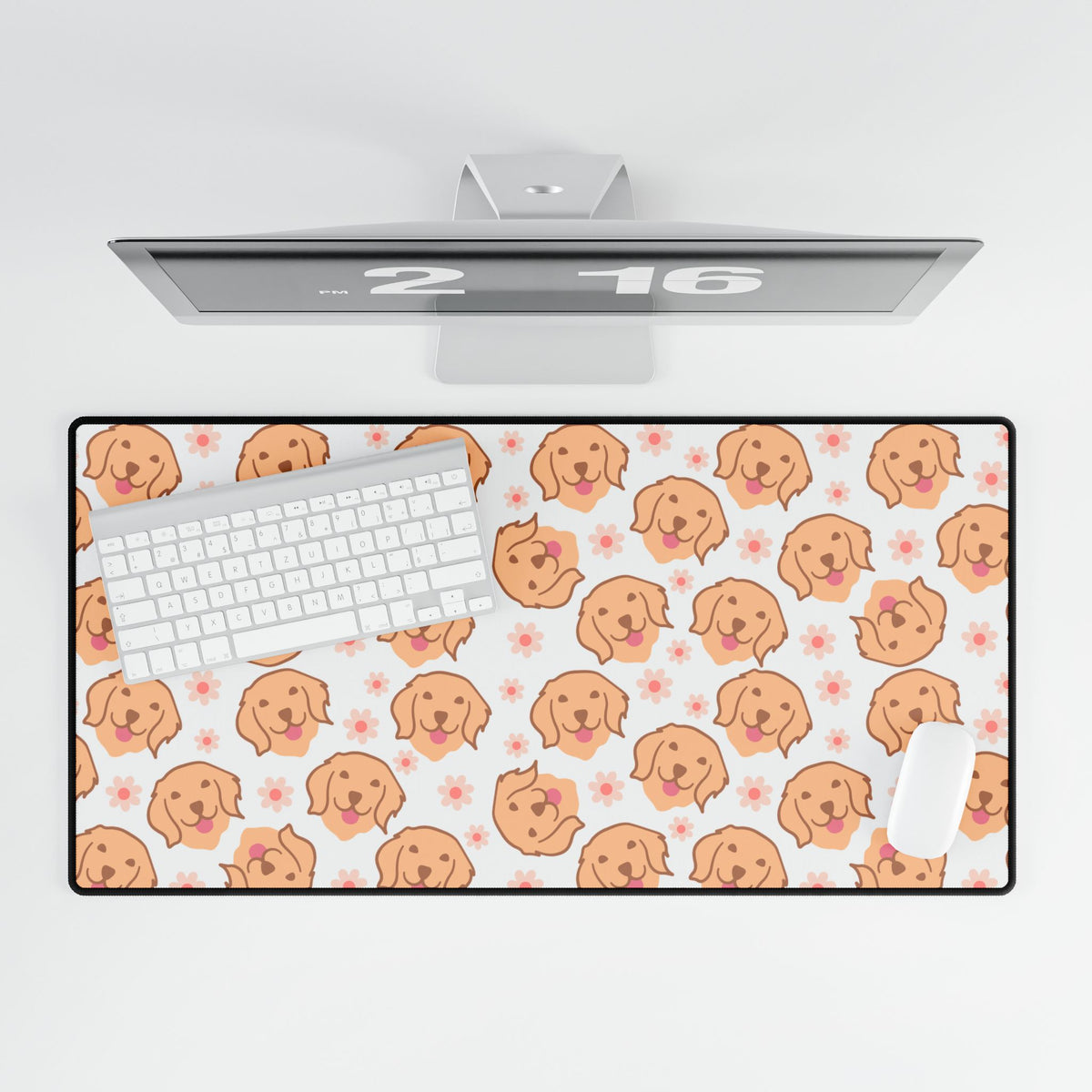 Golden Retriever Pattern Desk Mat — Cute Puppy Mouse Pad for Home Office