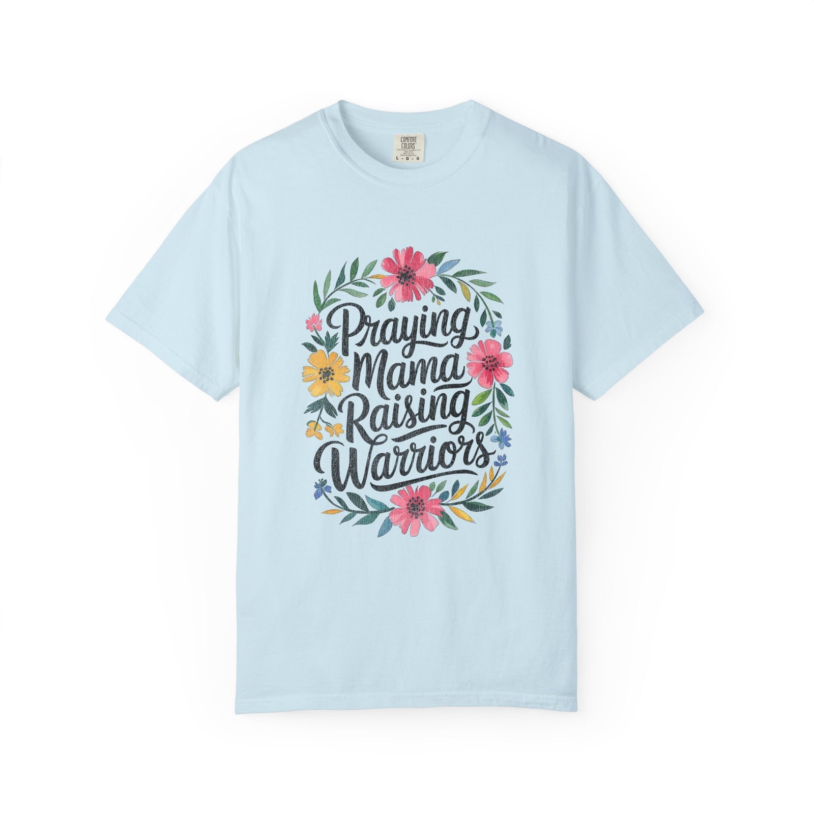Praying Mama Raising Warriors T-Shirt Cute Floral Mom Graphic Tee