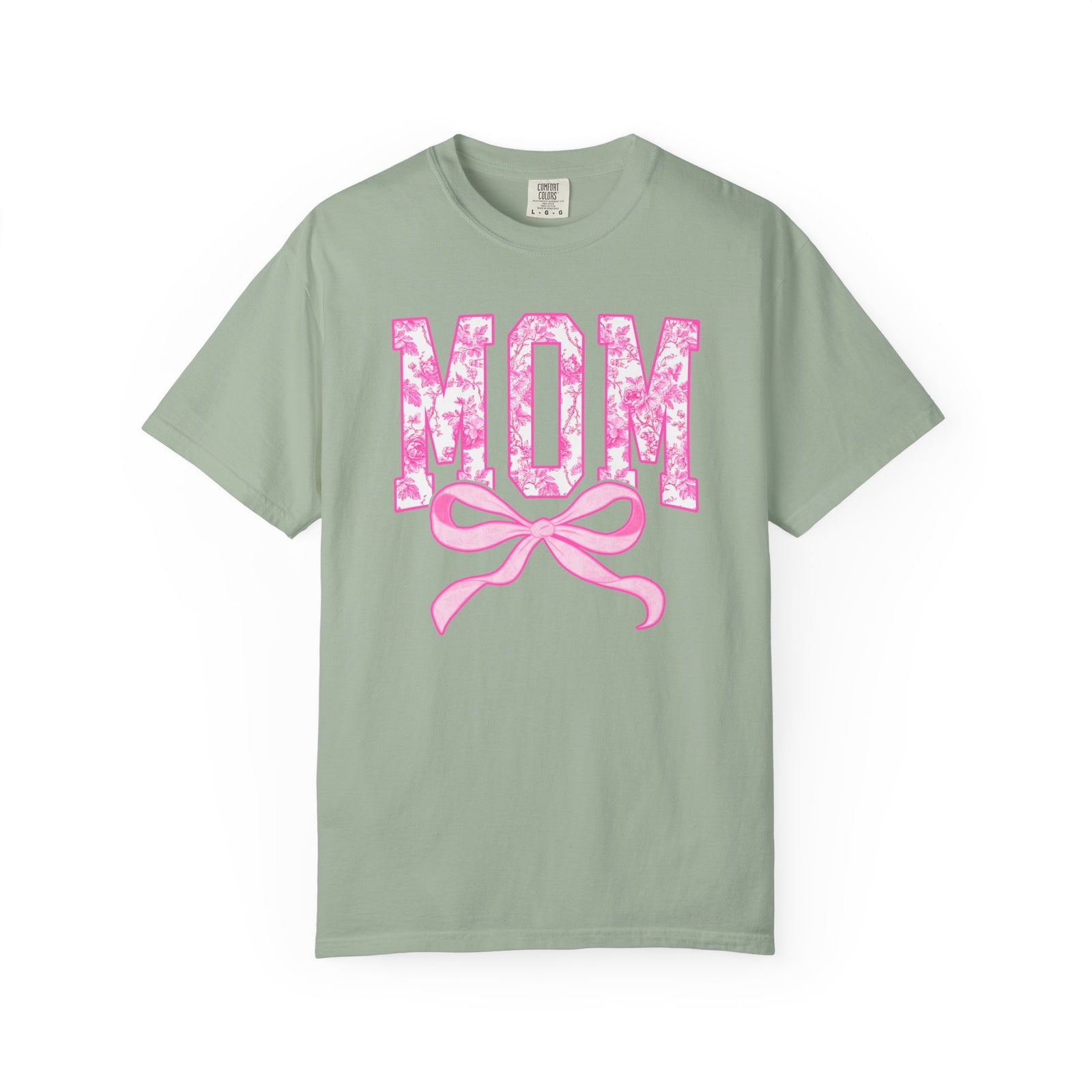 Mom Coquette Pink Toile Bow T-Shirt Cute Mama Graphic Tee