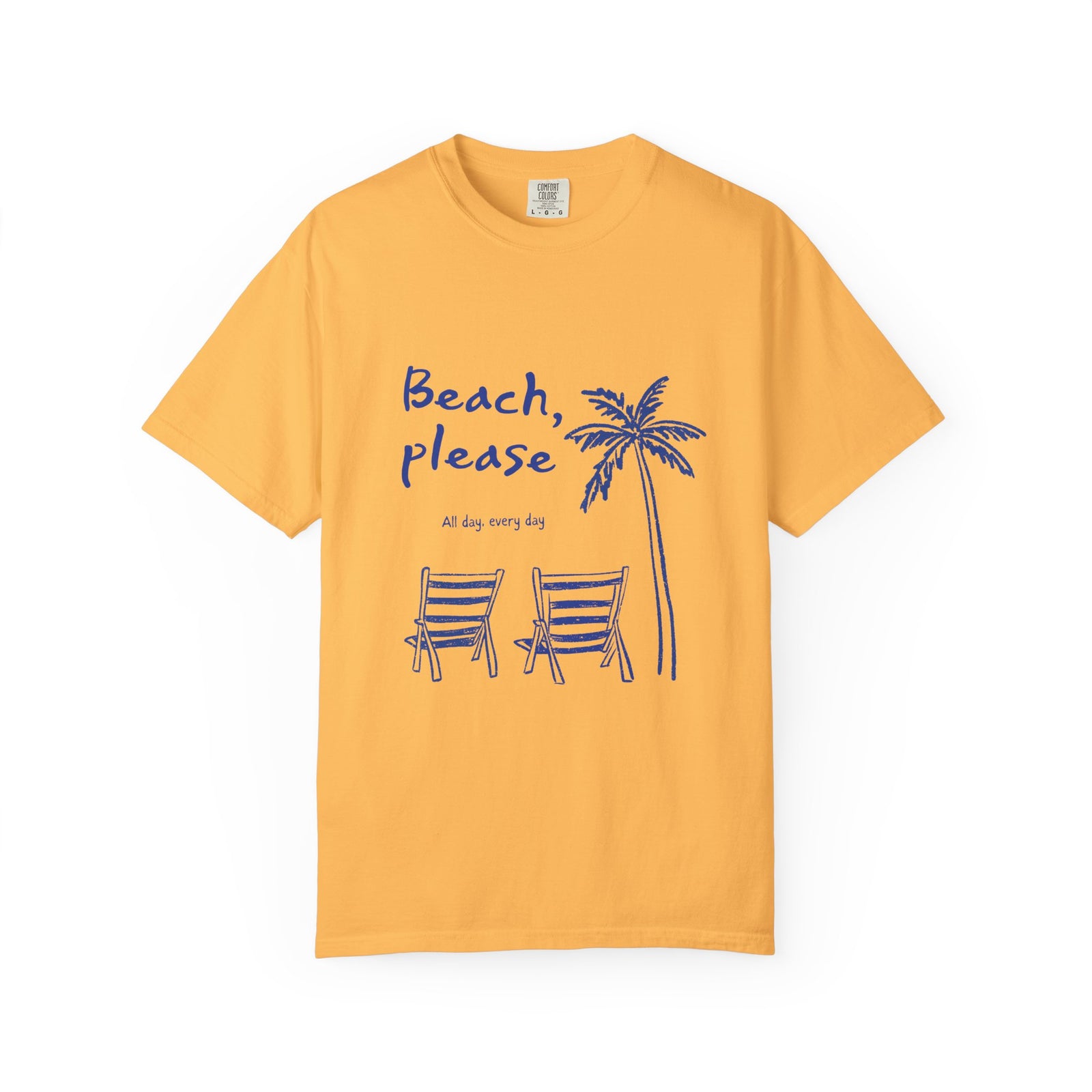 Beach Please T-Shirt Palm Tree & Chairs Women's Summer Graphic Tee