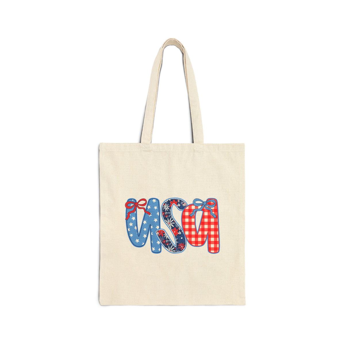 USA Patriotic Cotton Canvas 4th of July Tote Bag