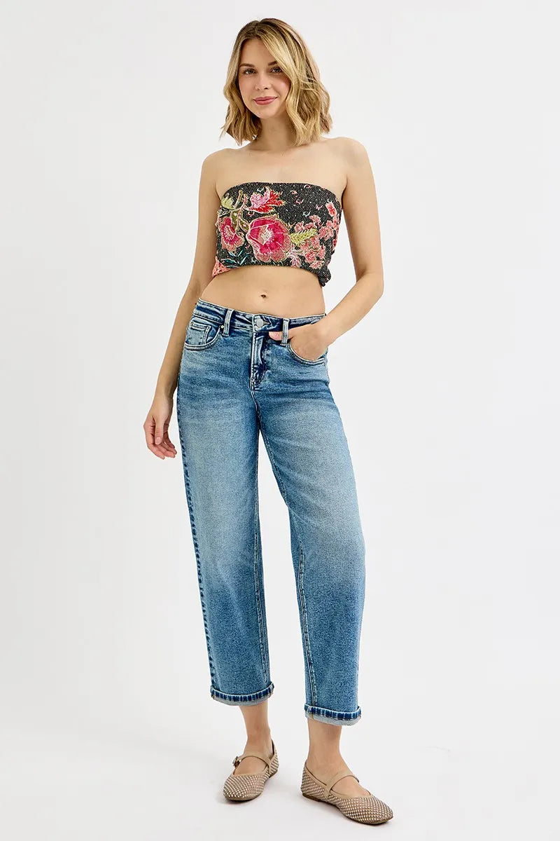 RISEN Full Size High Rise Crop Boyfriend Jeans Plus Size - Sydney So Sweet