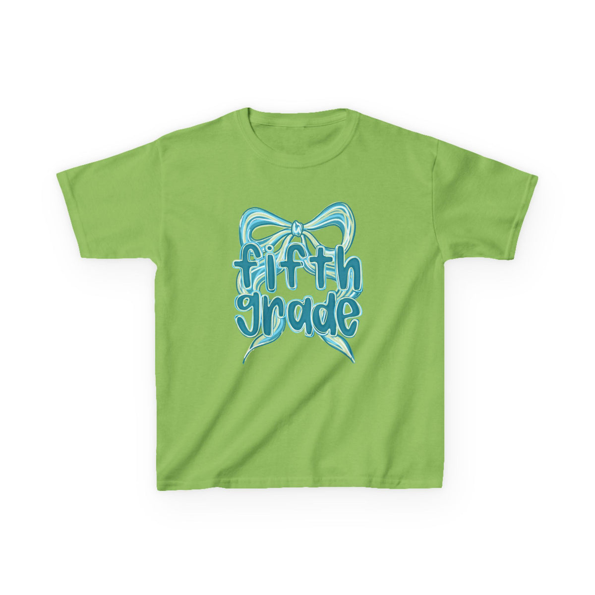 Fifth Grade Kids Tee Cute Blue Coquette Bow Back to School 5th Grade T-Shirt