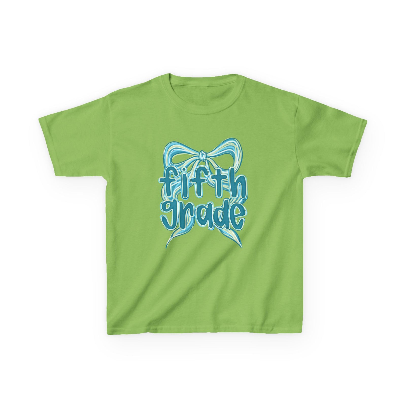 Fifth Grade Kids Tee Cute Blue Coquette Bow Back to School 5th Grade T-Shirt