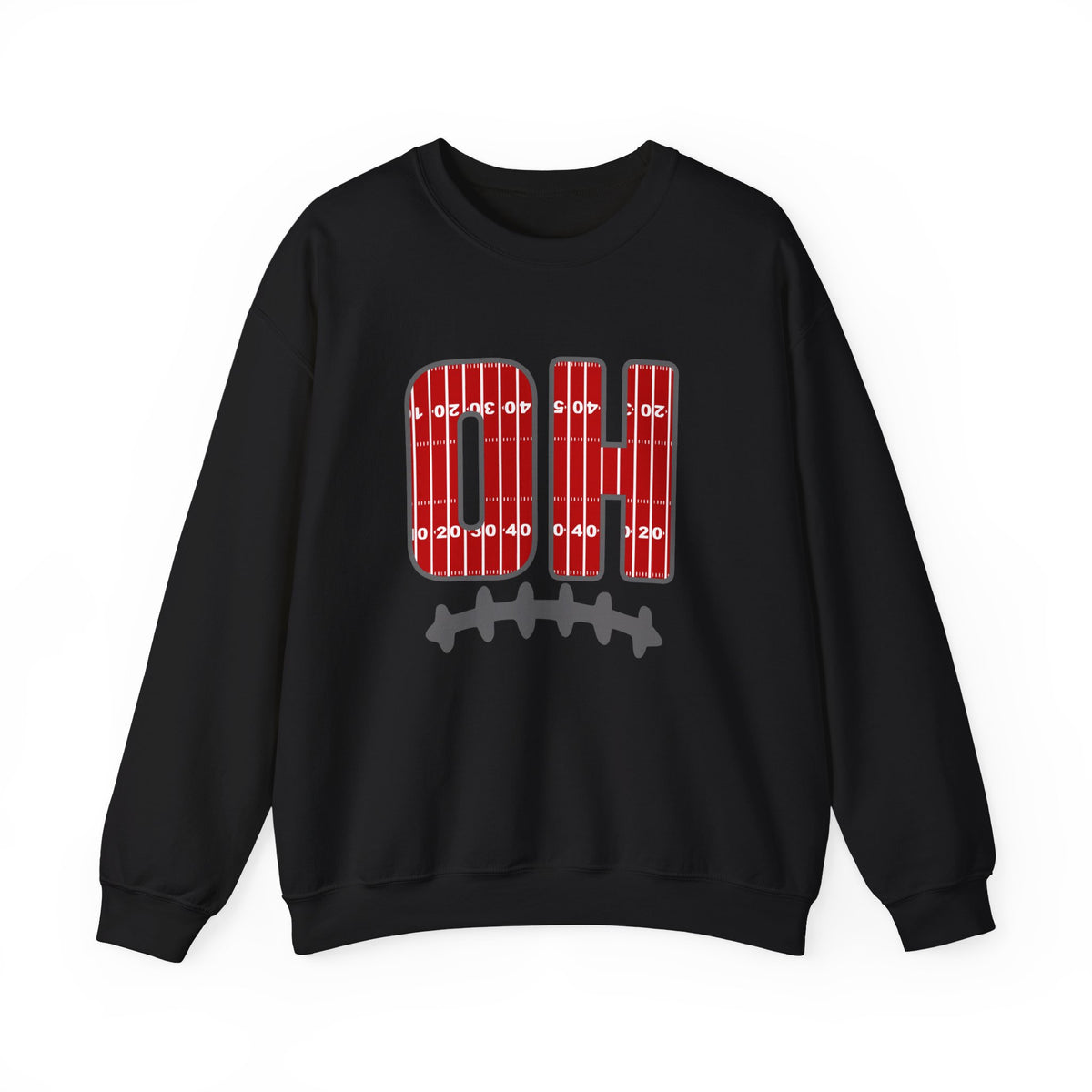 OH Football Field Stripe Ohio State Crew Neck Sweatshirt Scarlet & Gray Gameday Pullover