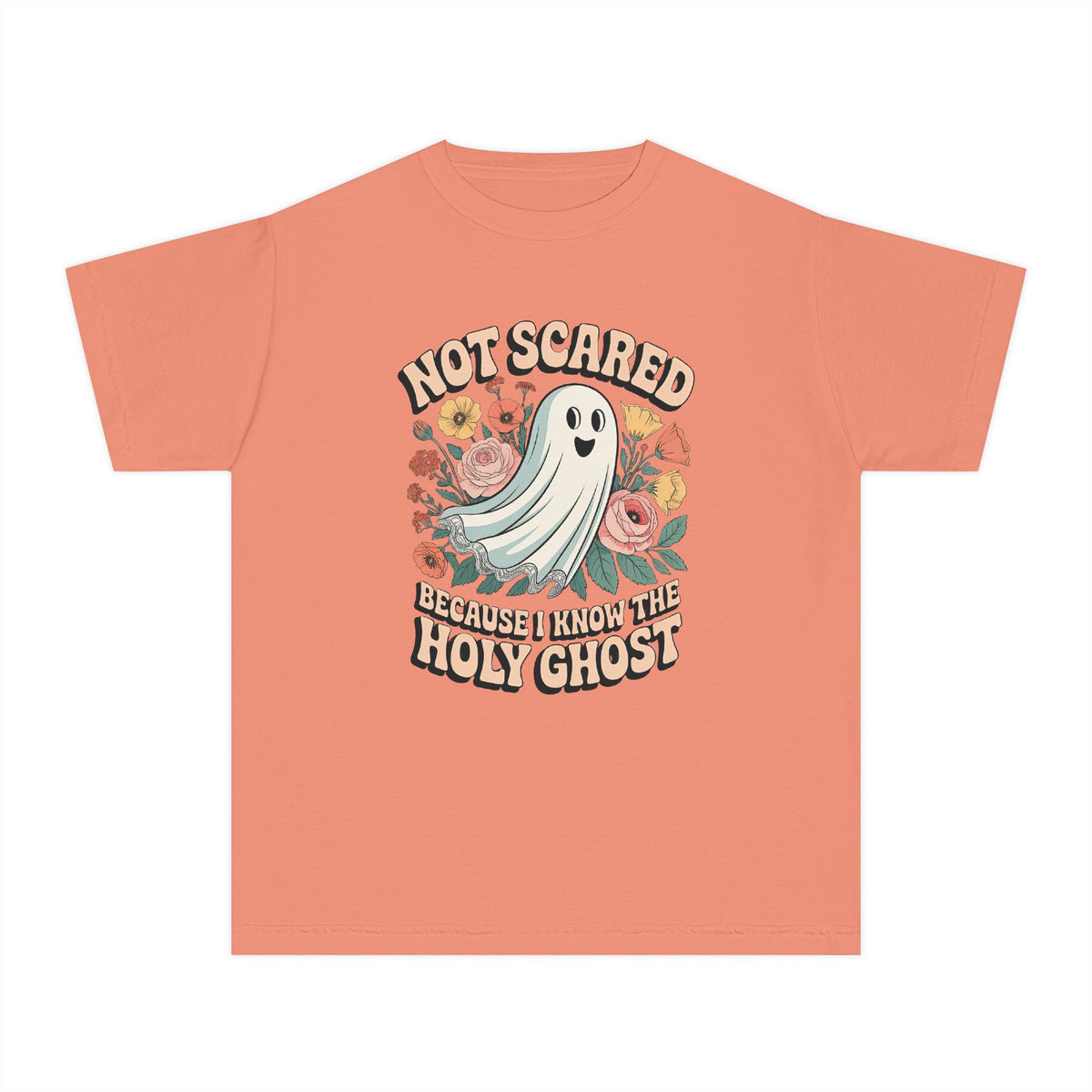 Not Scared Holy Ghost T-Shirt Christian Halloween Kids Graphic Tee
