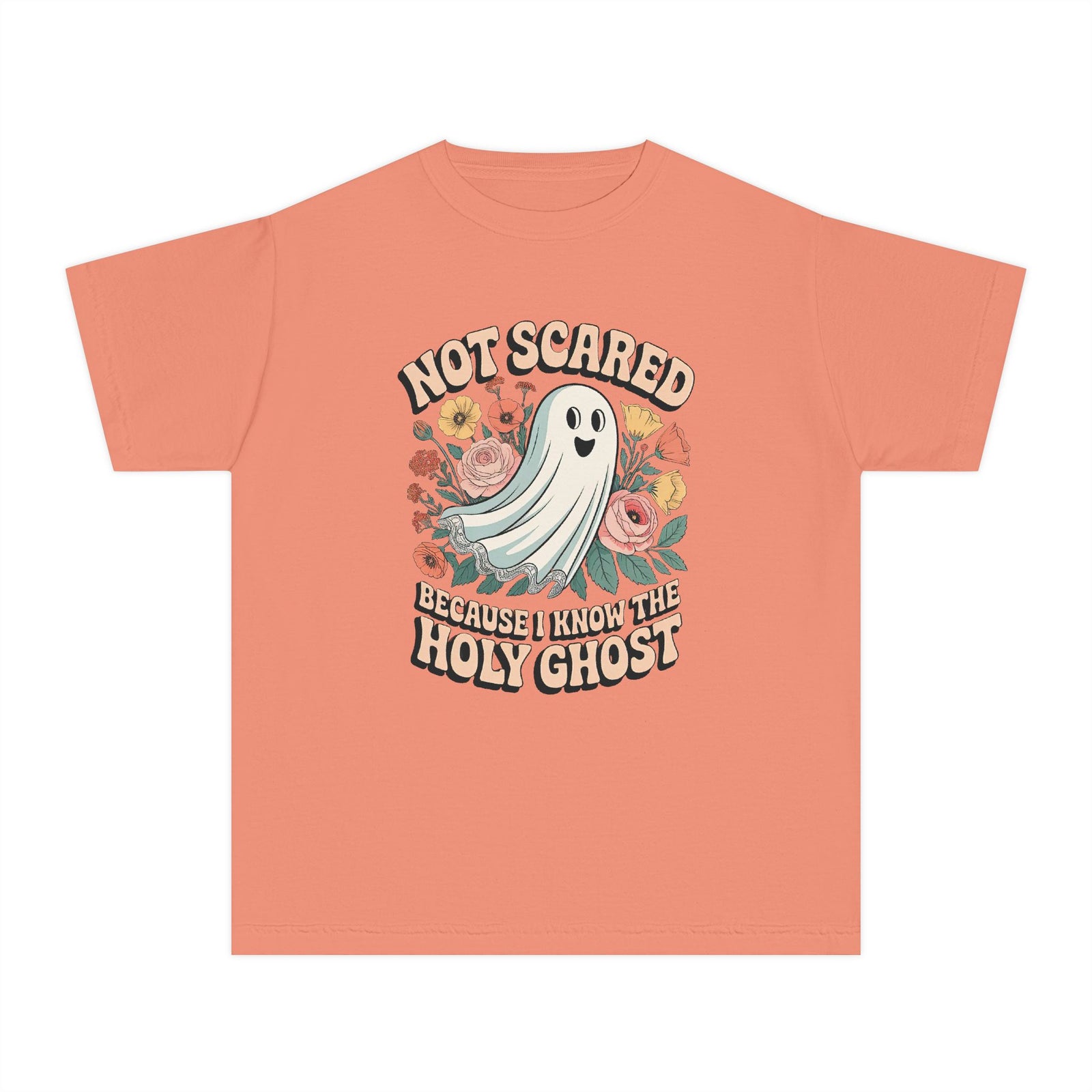 Not Scared Holy Ghost T-Shirt Christian Halloween Kids Graphic Tee