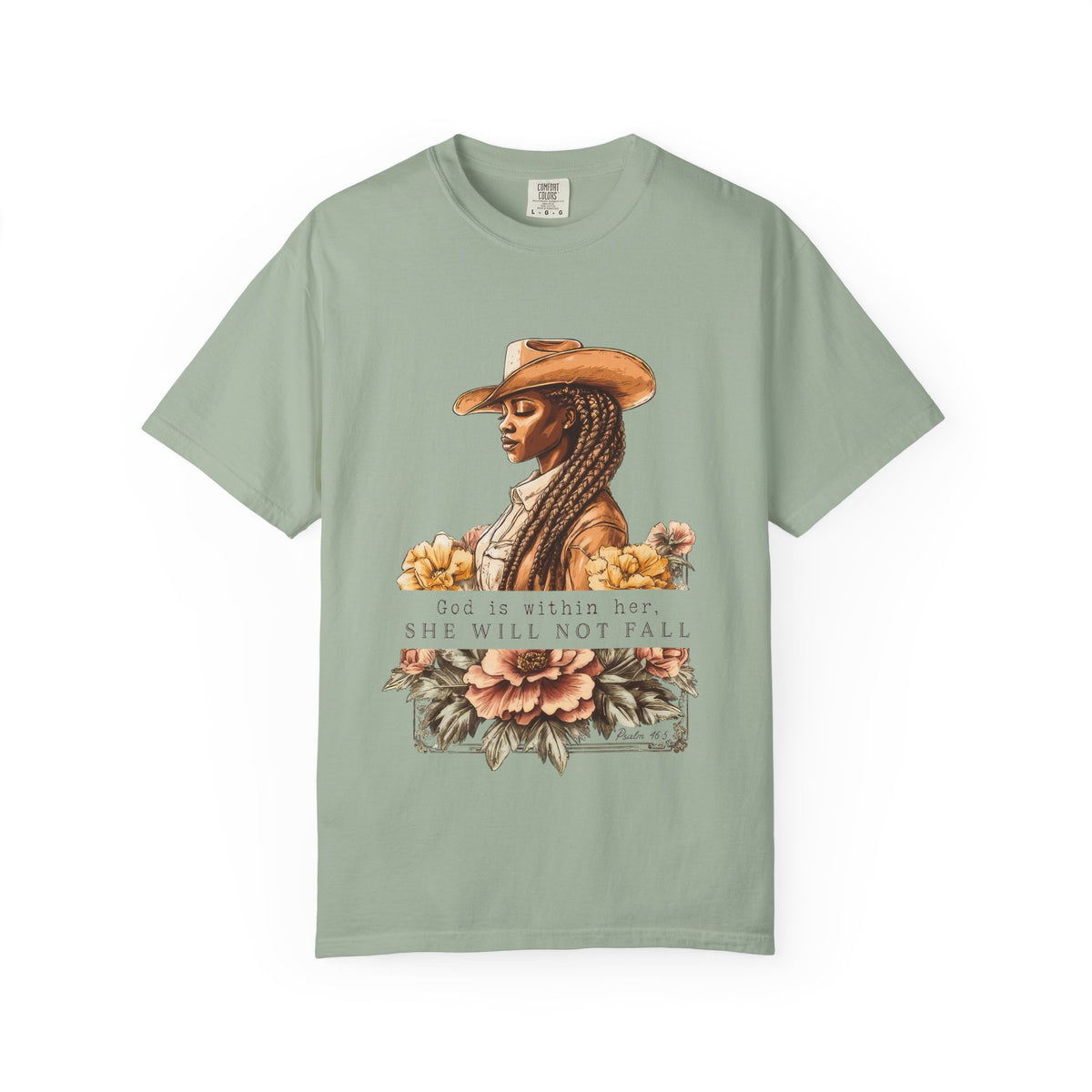 God is With Her She Will Not Fall T-Shirt Floral Cowgirl Empowerment Tee