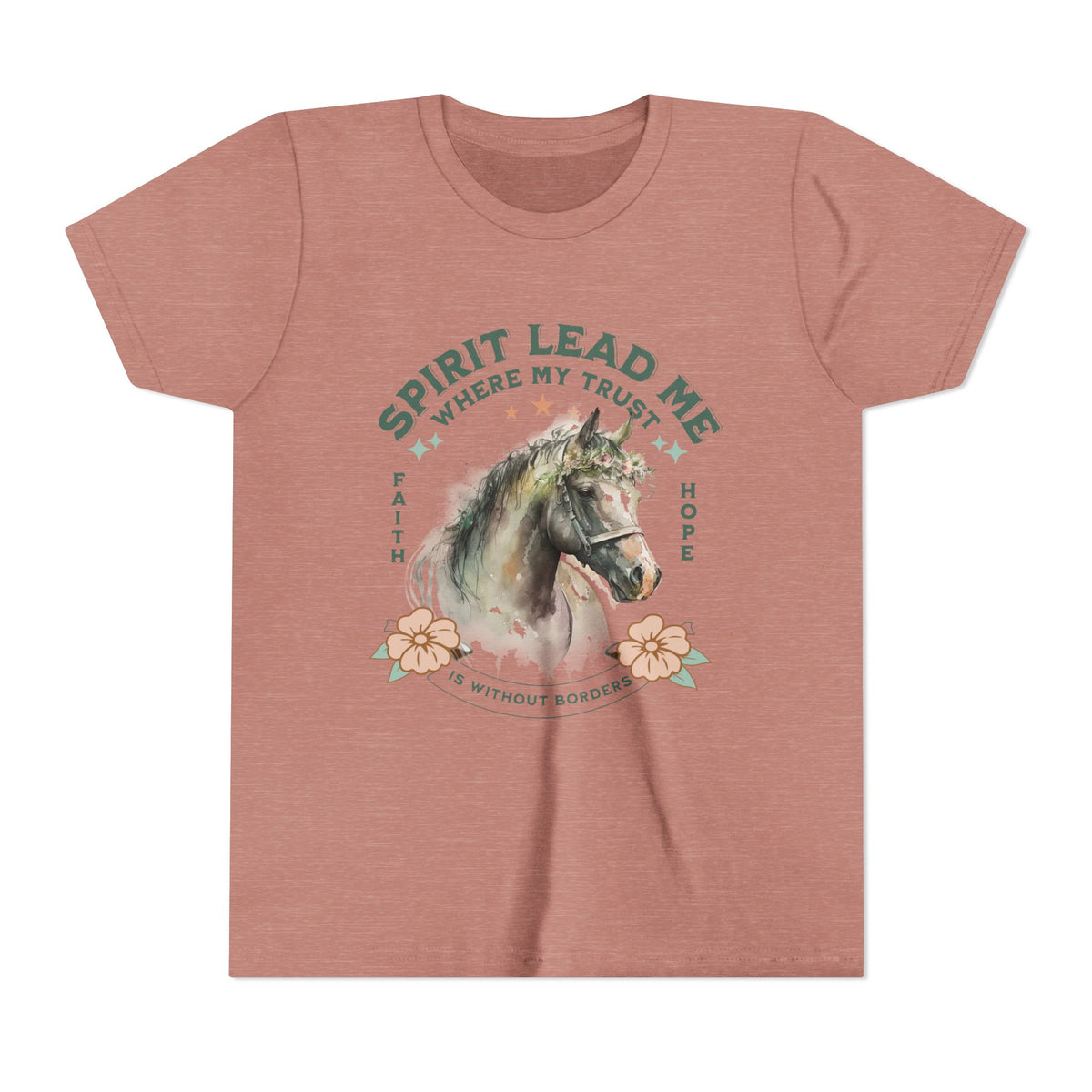 Spirit Lead Me Kids T-Shirt Floral Horse Christian Graphic Tee