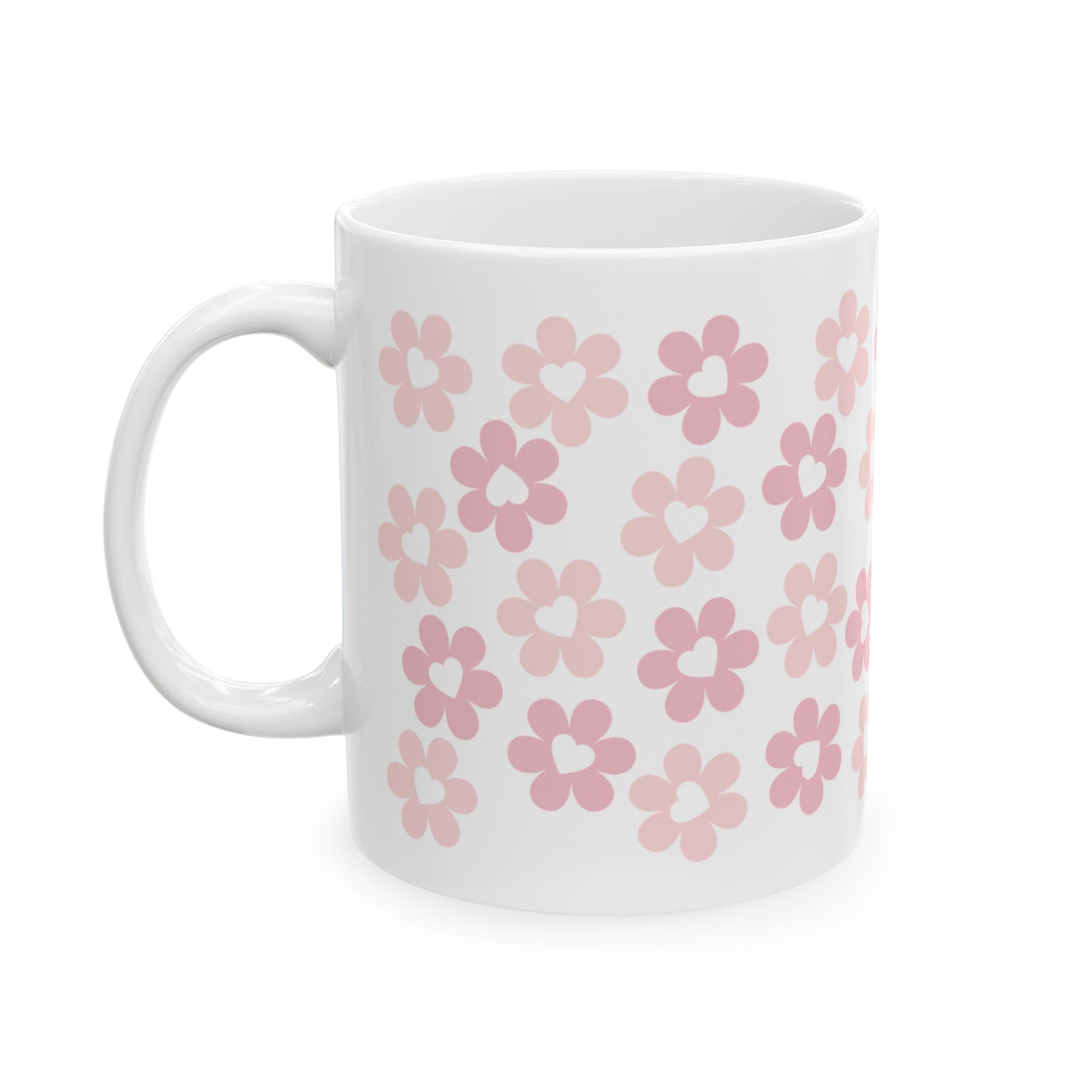 Pink Heart Daisies Mug — Cute Valentine’s Day Coffee Cup (11oz & 15oz) - Sydney So Sweet