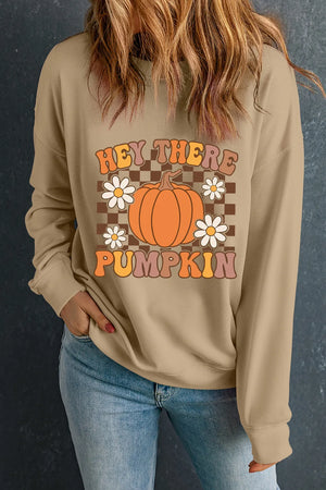 Hey There Pumpkin Women's Graphic Long Sleeve Sweatshirt - Sydney So Sweet