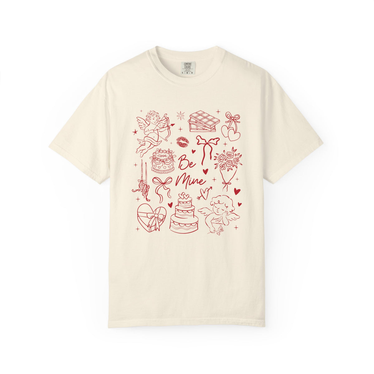 Be Mine Valentine's Day Doodles Cute Graphic Unisex Short Sleeve Tee
