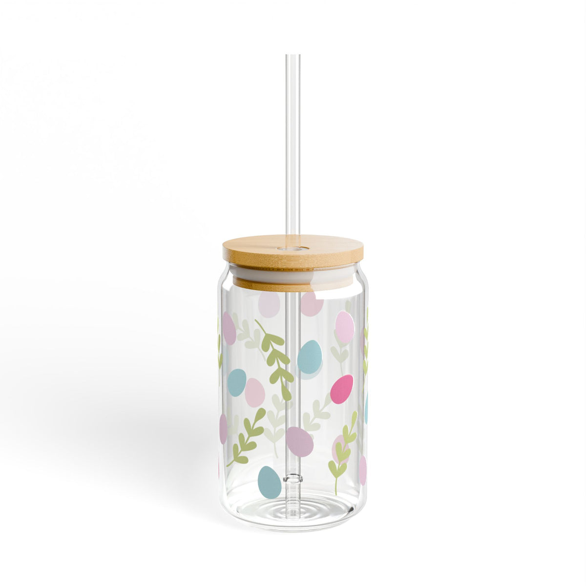 Egg Hunt Tumbler Sipper Glass 16oz — Reusable Drink Jar with Lid & Straw