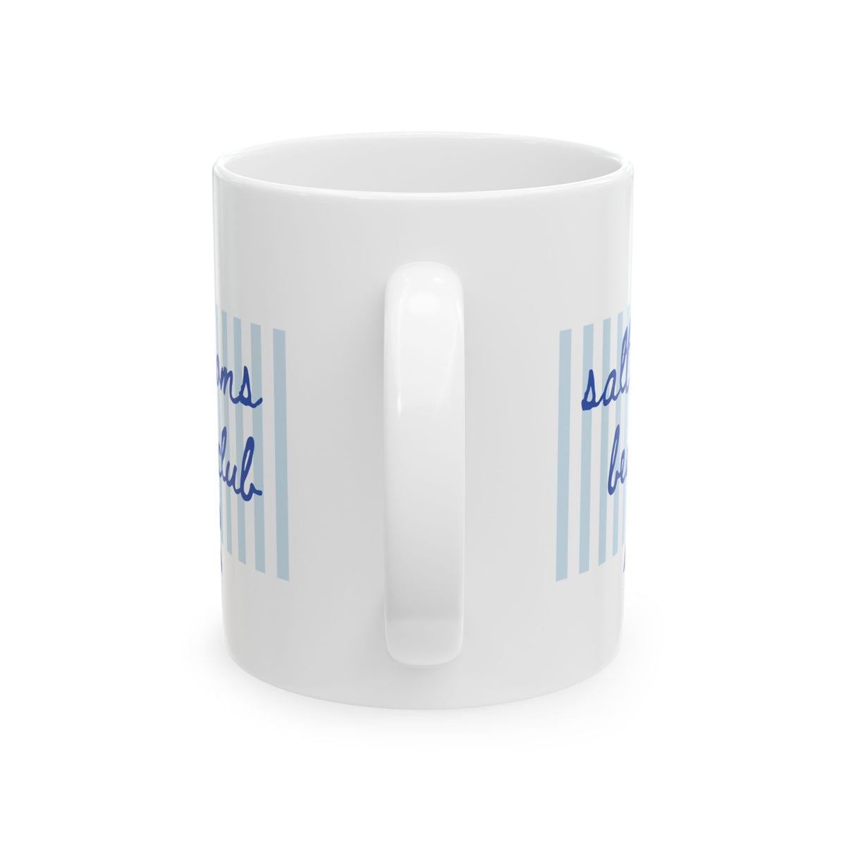 Salty Moms Beach Club Coastal Stripe Ceramic Mug Coffee Cup (11oz & 15oz)