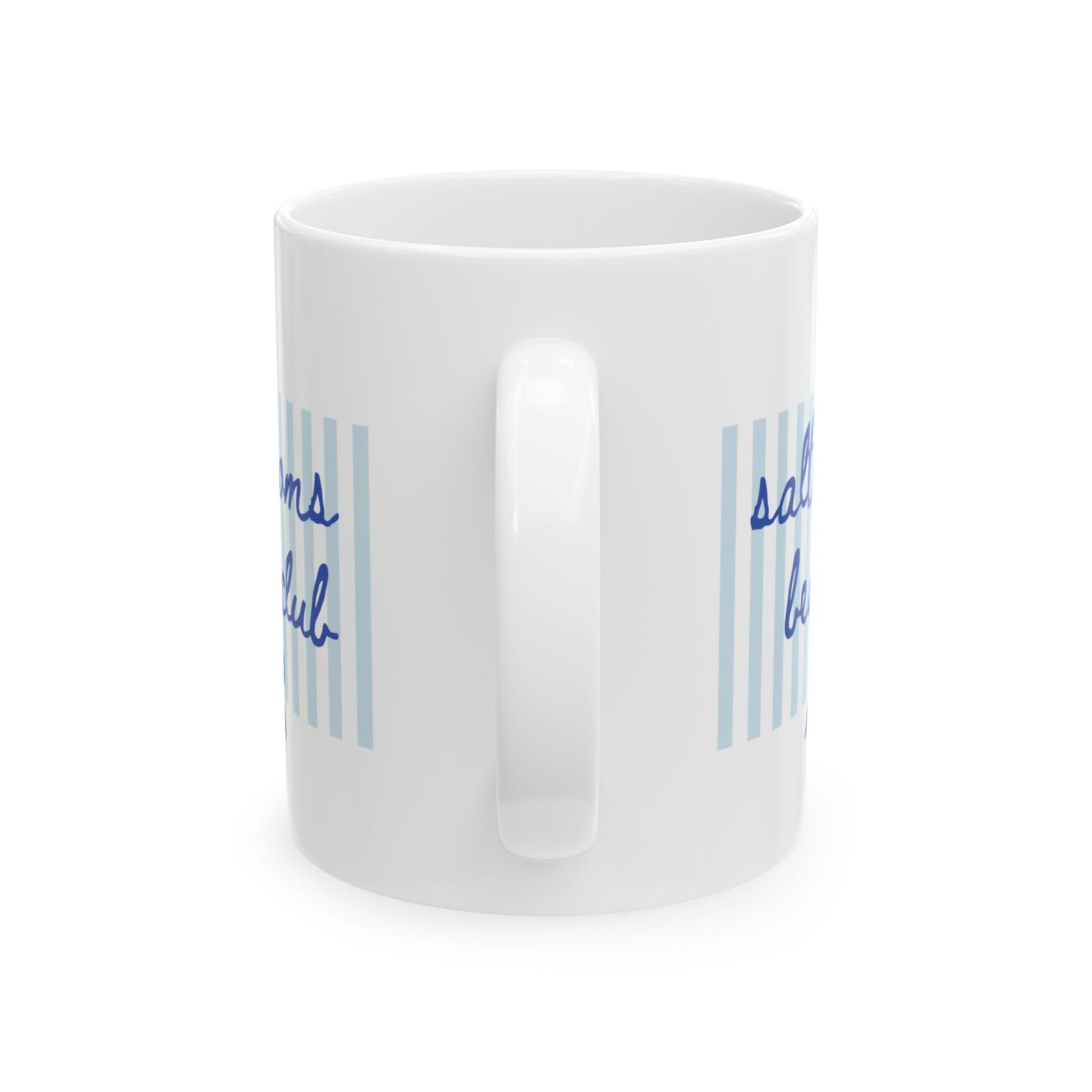 Salty Moms Beach Club Coastal Stripe Ceramic Mug Coffee Cup (11oz & 15oz)