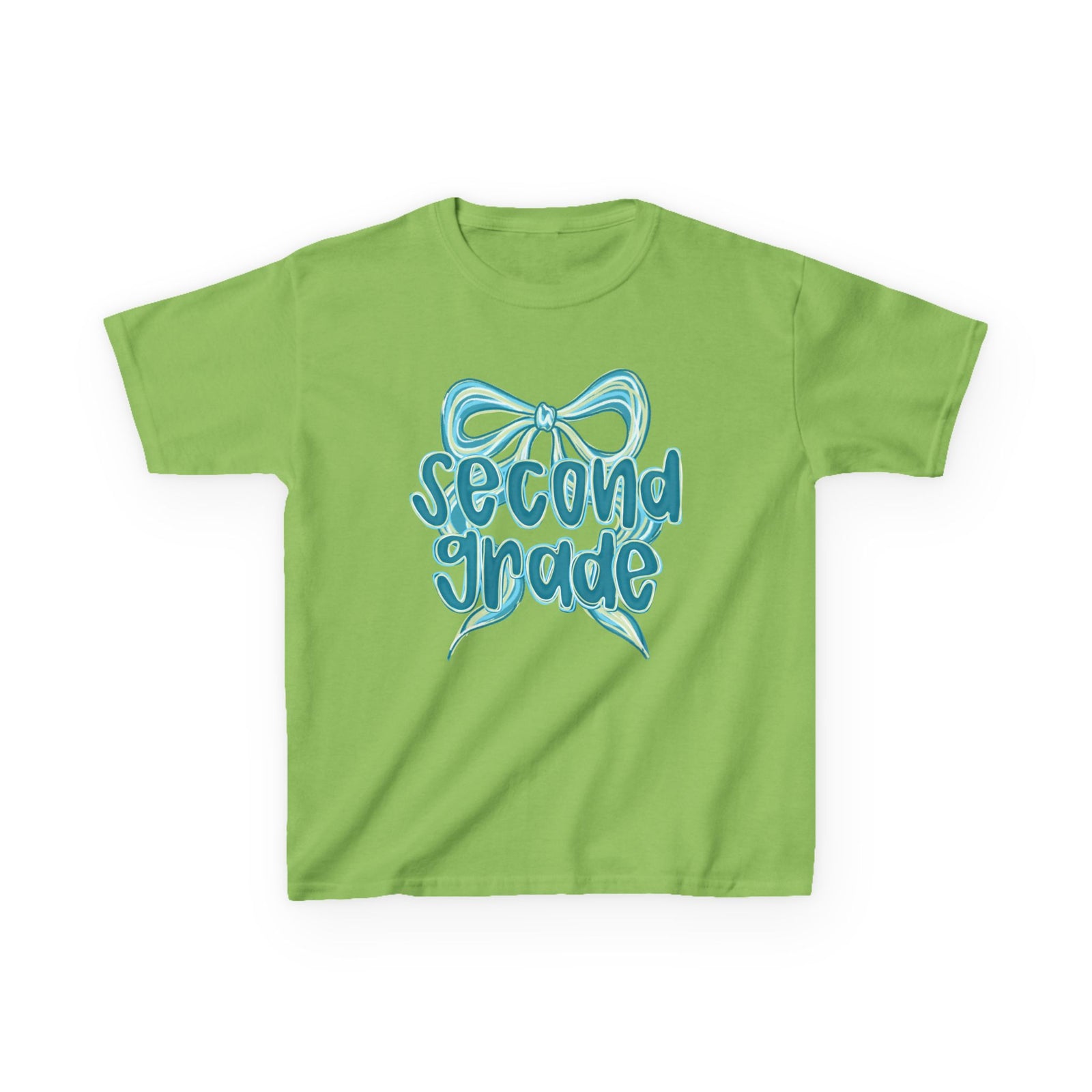 Second Grade Kids Tee Cute Blue Coquette Bow Back to School 2nd Grade T-Shirt