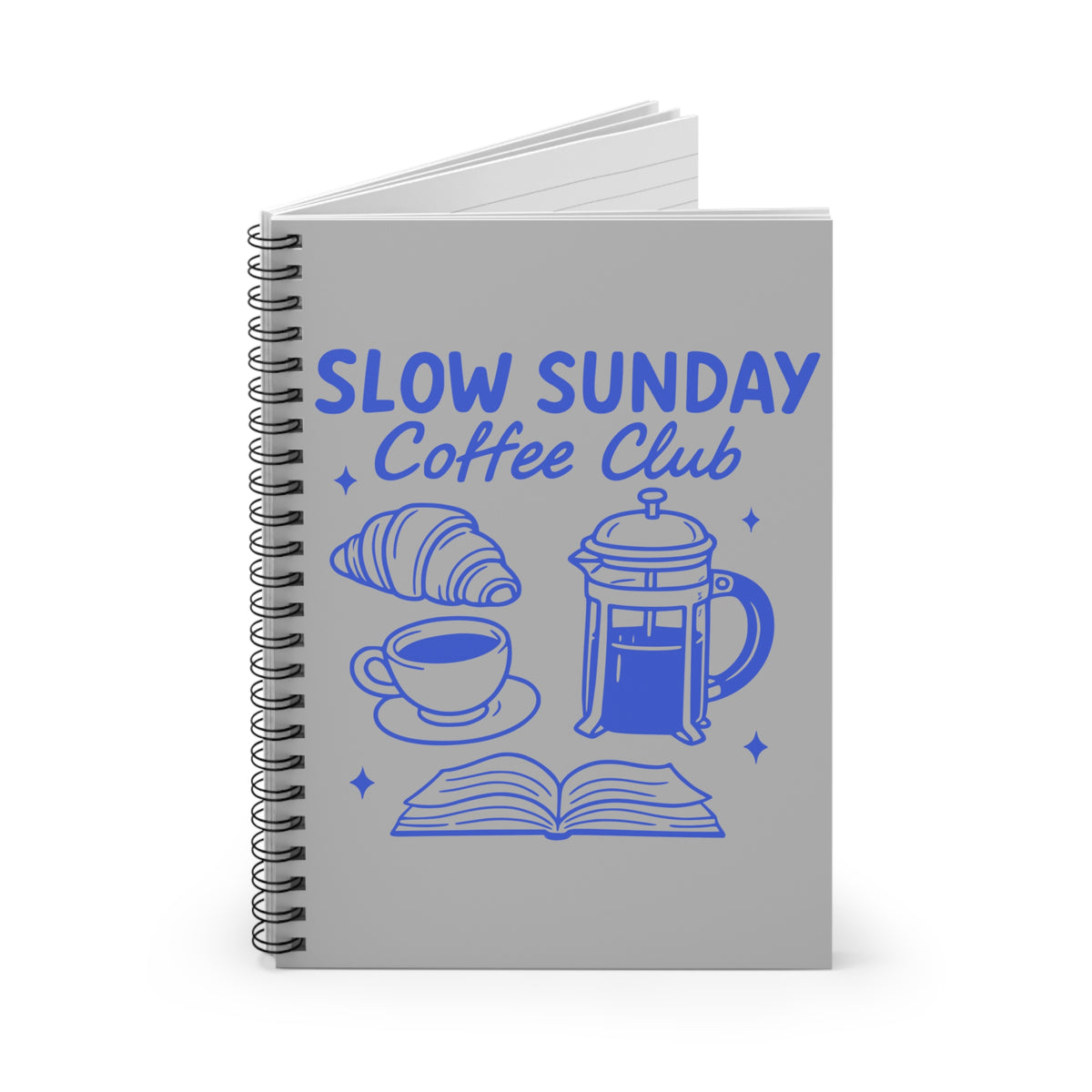 Slow Sunday Coffee Club Spiral Notebook Ruled Journal for Coffee Lovers