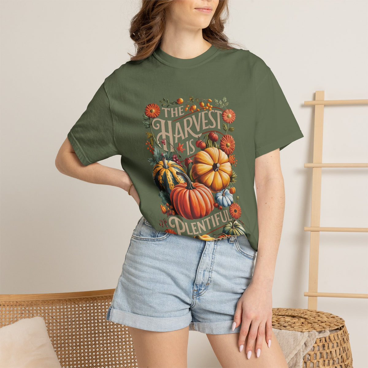The Harvest is Plentiful T-Shirt Fall Pumpkin Harvest Christian Tee