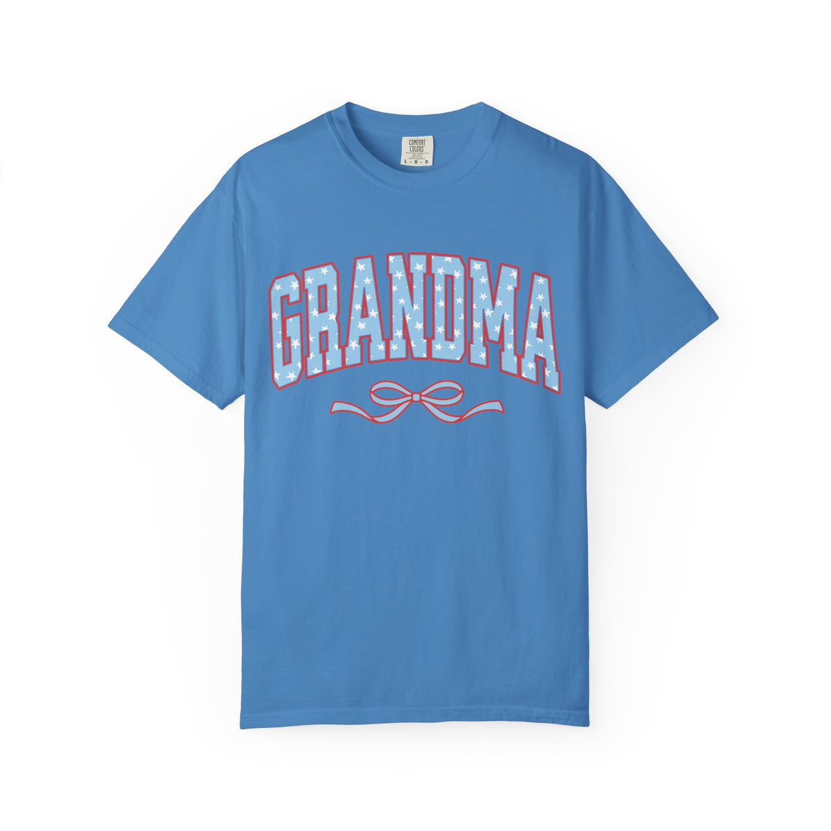 Grandma 4th of July USA Coquette Varsity Blue Bow Patriotic T-shirt Preppy Star Tee