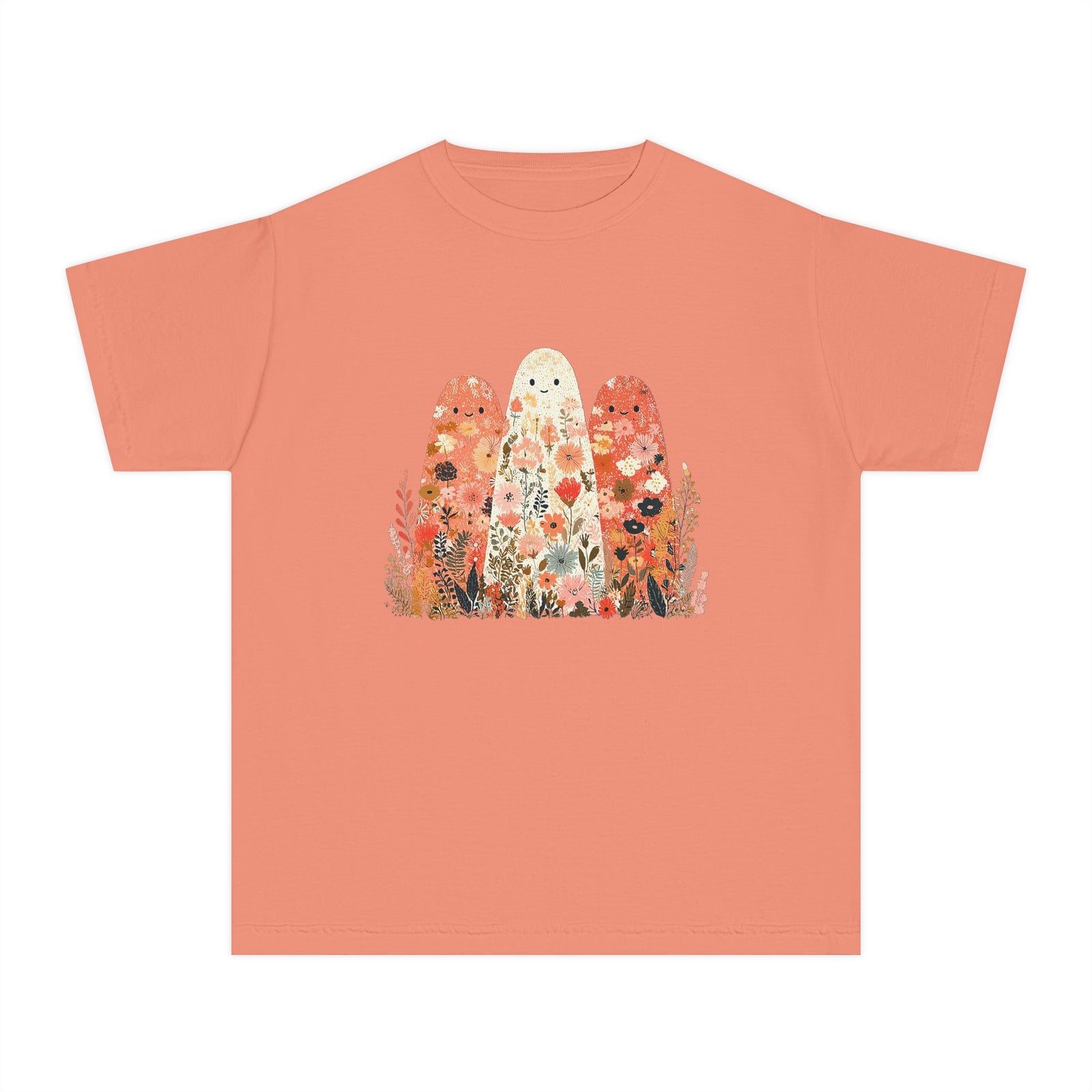 Floral Ghosts T-Shirt Cute Autumn Floral Ghosts Kids Graphic Tee
