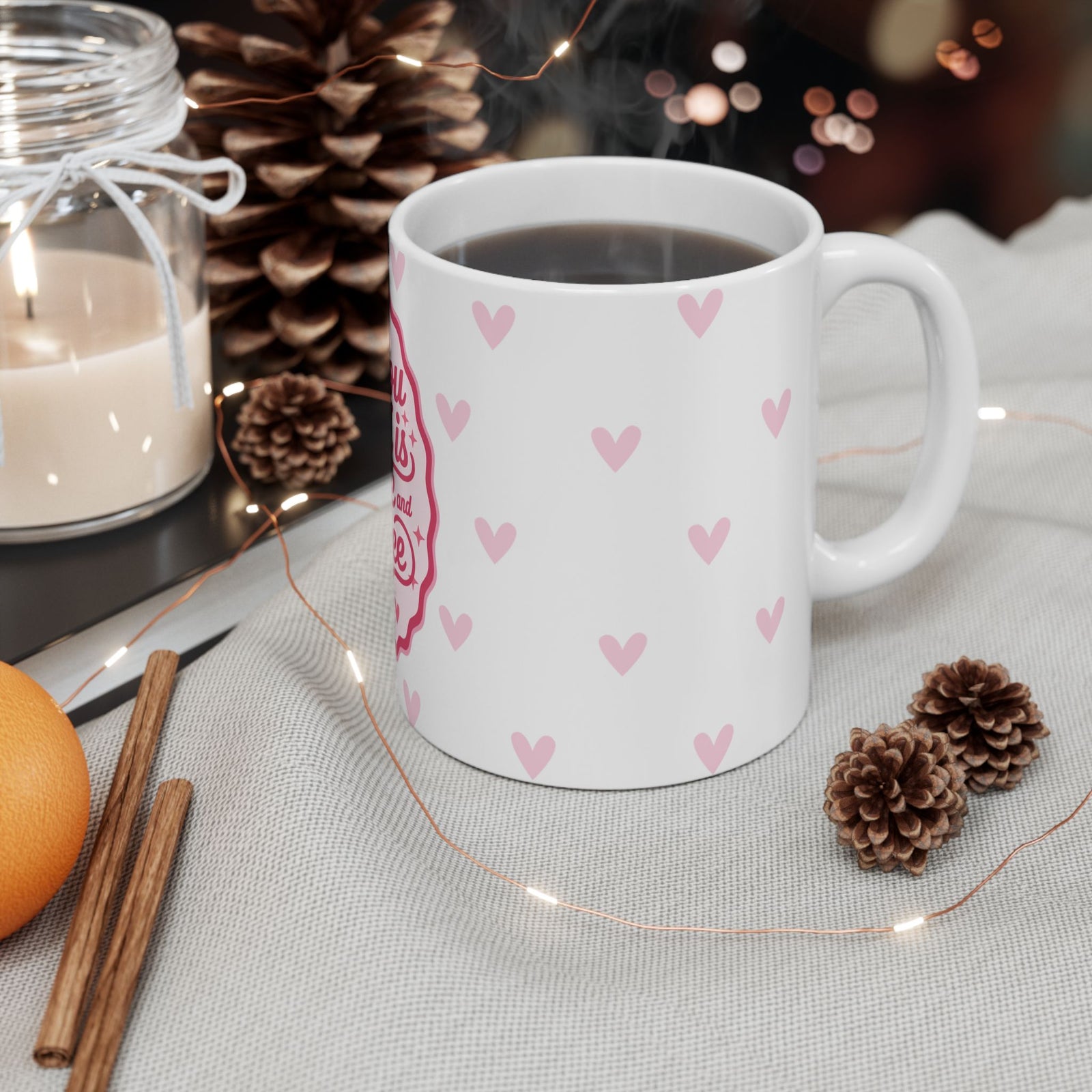 All You Need is Love & Coffee Mug — Pink Heart Coffee Cup (11oz, 15oz) - Sydney So Sweet