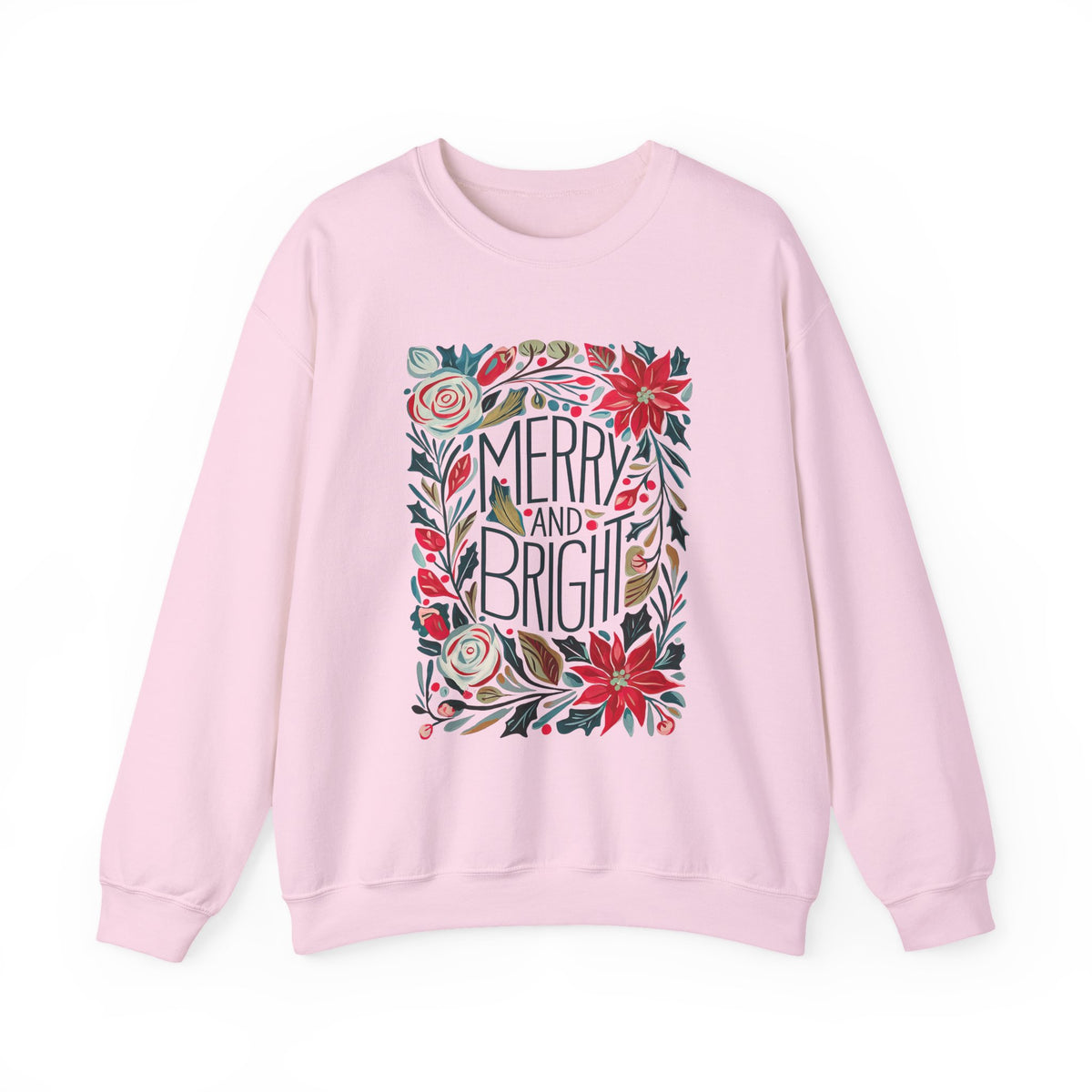 Merry & Bright Christmas Florals Crewneck Unisex Sweatshirt