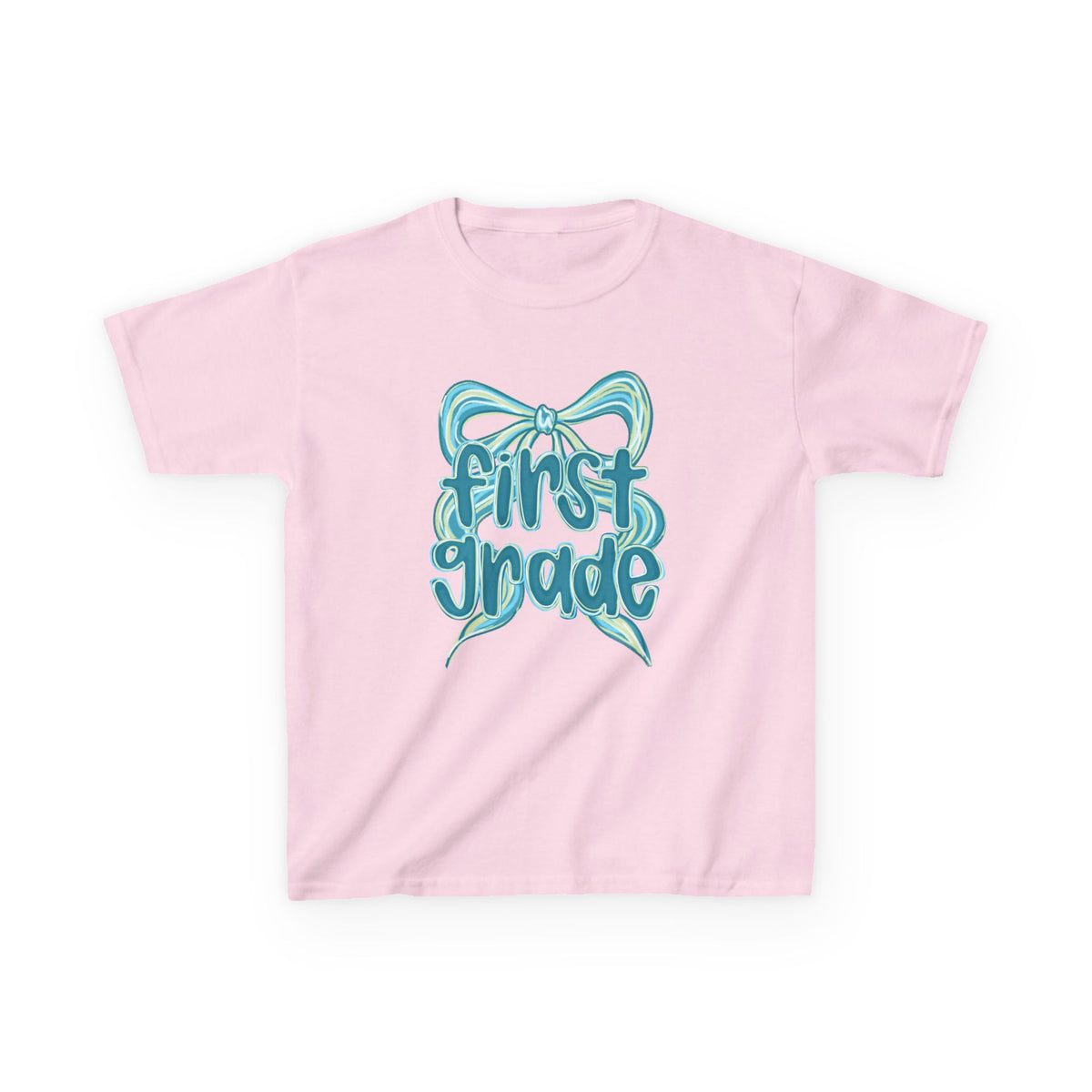 First Grade Kids Tee Cute Blue Coquette Bow Back to School 1st Grade T-Shirt
