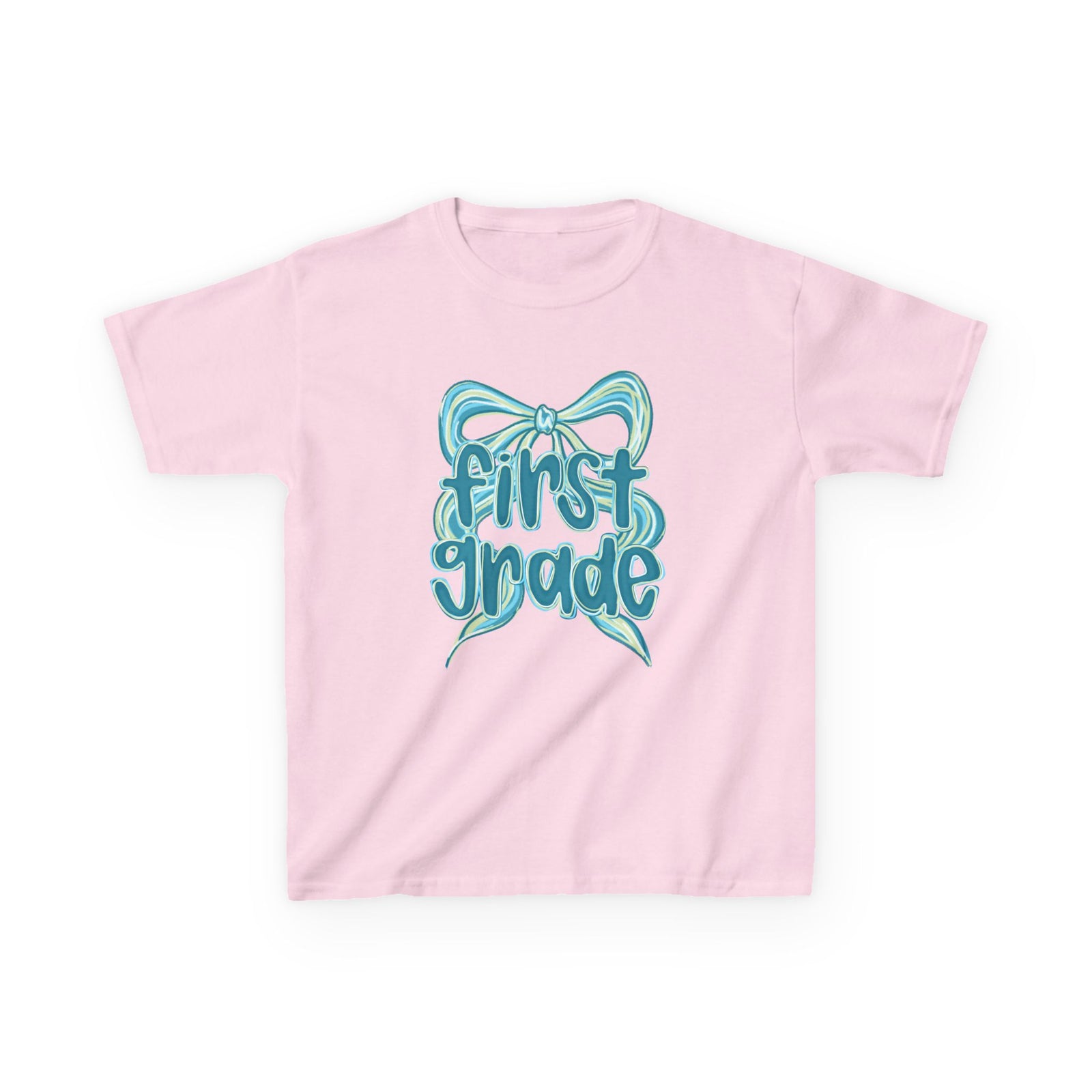 First Grade Kids Tee Cute Blue Coquette Bow Back to School 1st Grade T-Shirt