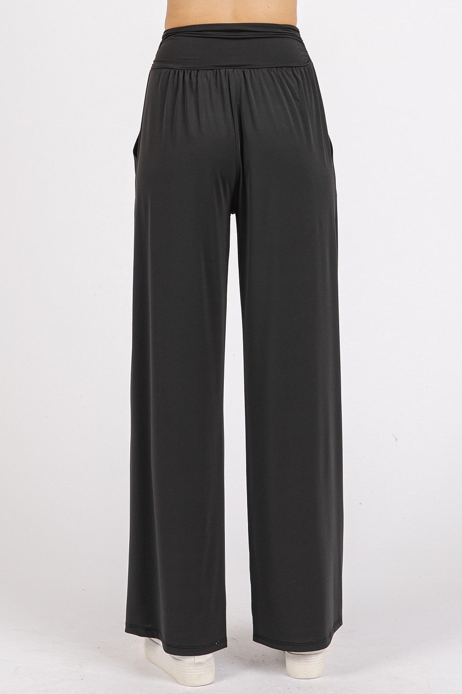 Mittoshop Stretch Banded Waist Wide Leg Pants with Pockets - Sydney So Sweet