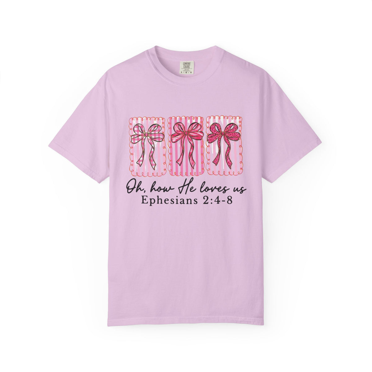 Oh How He Loves Us Ephesians 2: 4-8 Christian Valentine's Day Graphic T-Shirt Unisex Short Sleeve Tee