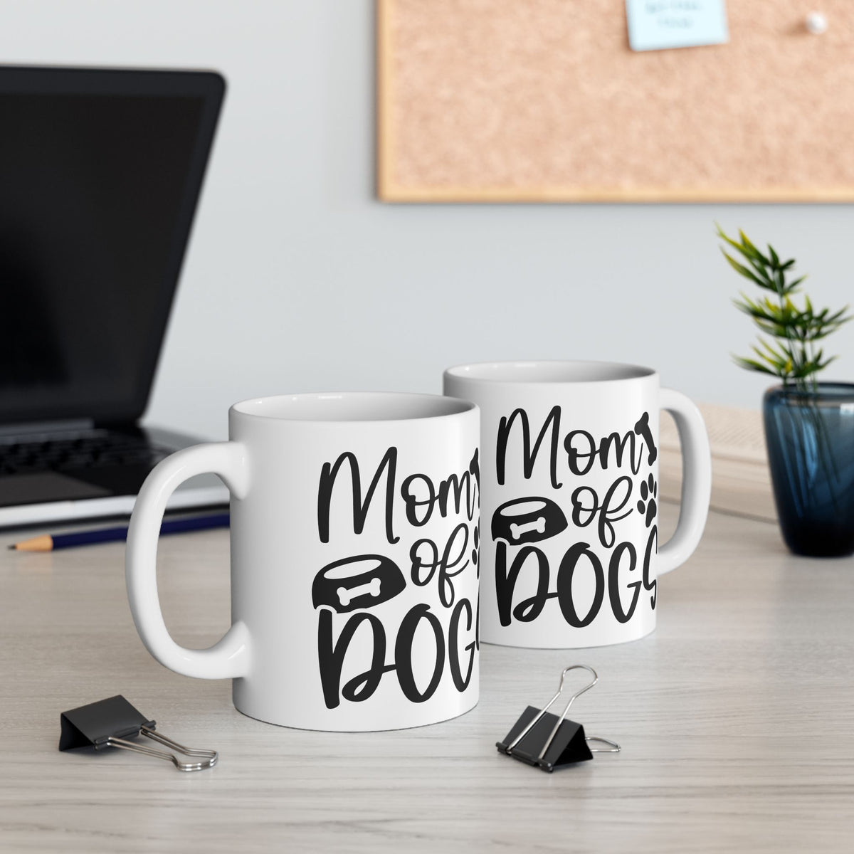 Mom of Dogs Bone & Paw Print Cute Ceramic Mug Coffee Cup (11oz & 15oz)