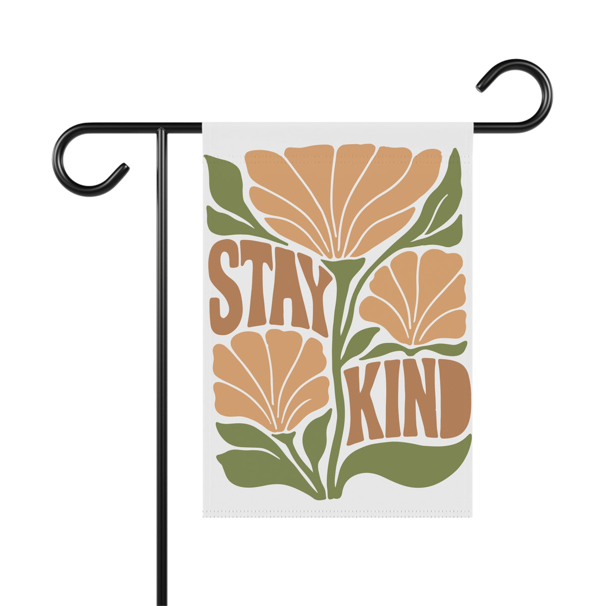 Stay Kind Floral Garden Flag Retro Flower House Banner for Porch & Yard