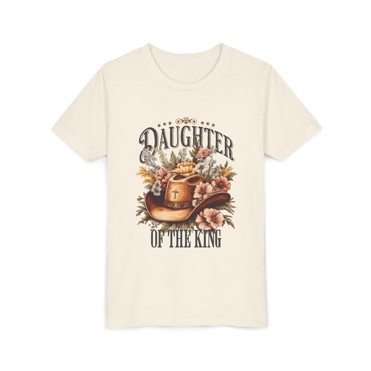 Daughter of the King Distressed Kids T-Shirt Cowgirl Christian Graphic Tee