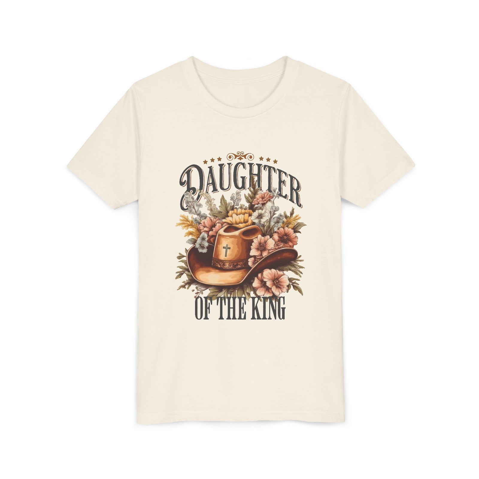 Daughter of the King Distressed Kids T-Shirt Cowgirl Christian Graphic Tee