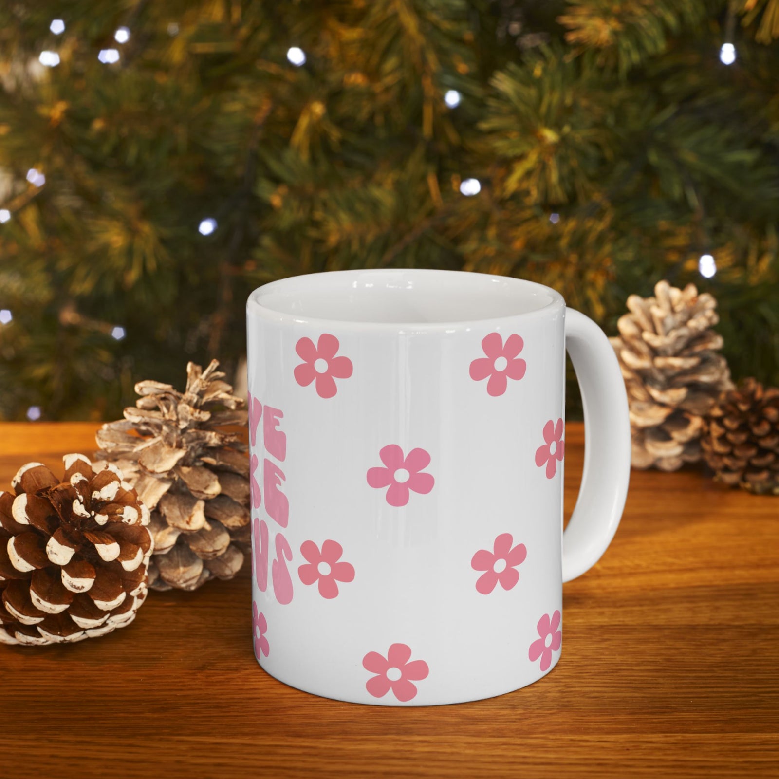 Love Like Jesus Ceramic Mug — Pink Floral Christian Coffee Cup (11oz & 15oz)