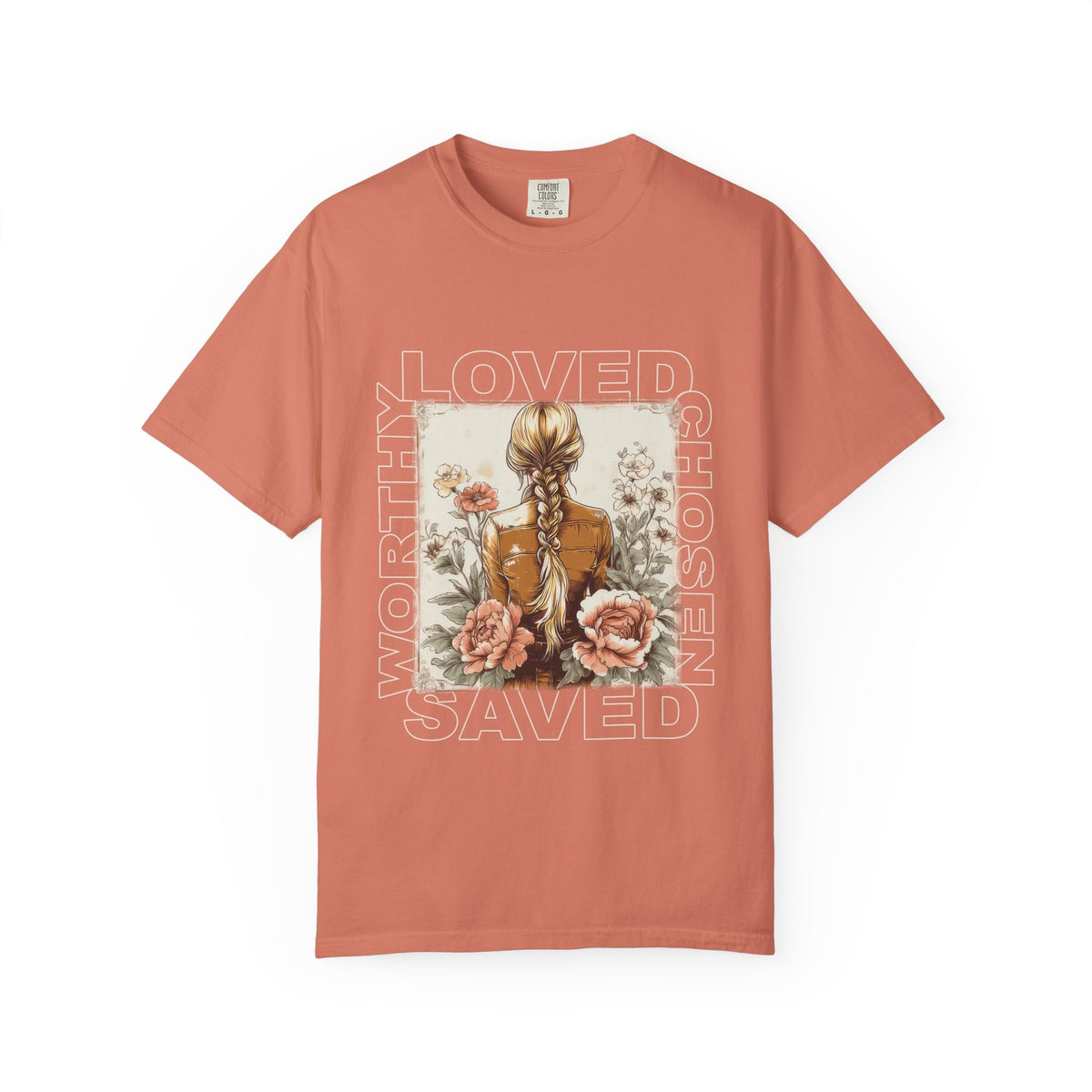 Loved Worthy Chosen Saved T-Shirt Christian Floral Graphic Tee