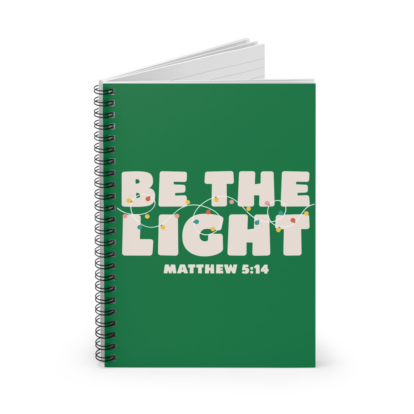 Be The Light Spiral Ruled Notebook Matthew 5:14 Christian Journal